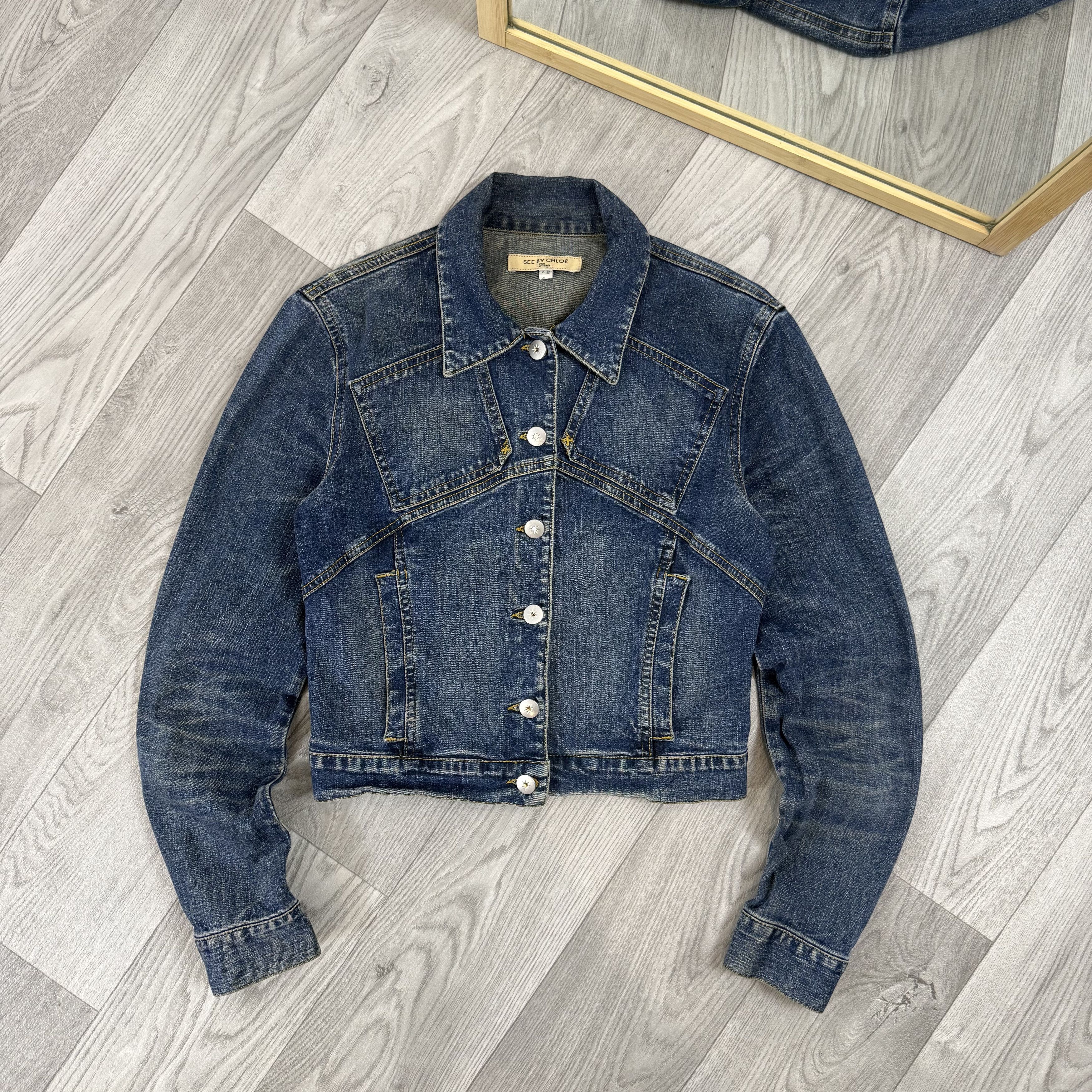 See by Chloe Vintage See By Chloe Blue Croppped Denim Trucker Jacket Size S / US 4 / IT 40 - 6 Thumbnail