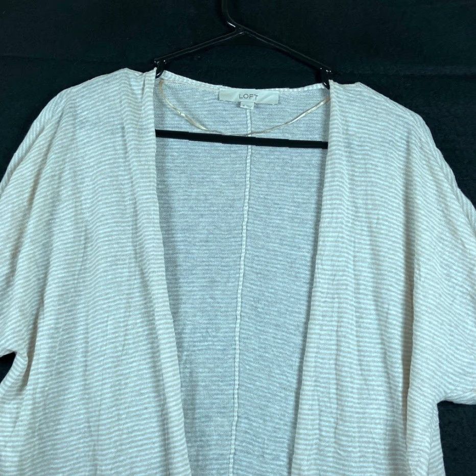 Loft VINTAGE Loft Womens Cardigan Sweater Tan Open Front Short Sleeve Linen Blend M Size M / US 6-8 / IT 42-44 - 2 Thumbnail