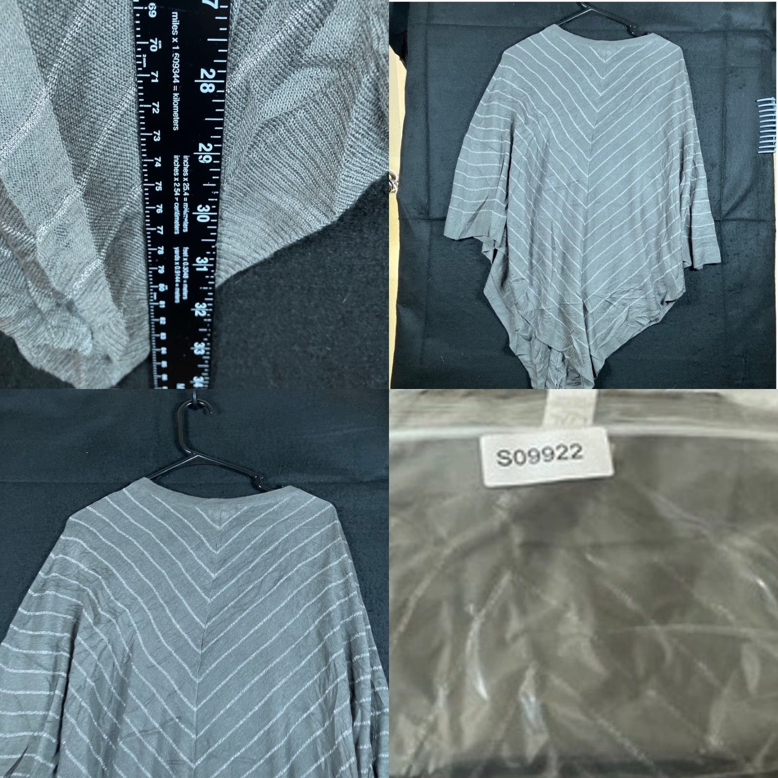 Vintage Chicos Womens Sweater Poncho Shawl Gray White Striped Lightweight L/XL Knit Pullover Casual Warm Size L / US 10 / IT 46 - 8 Thumbnail