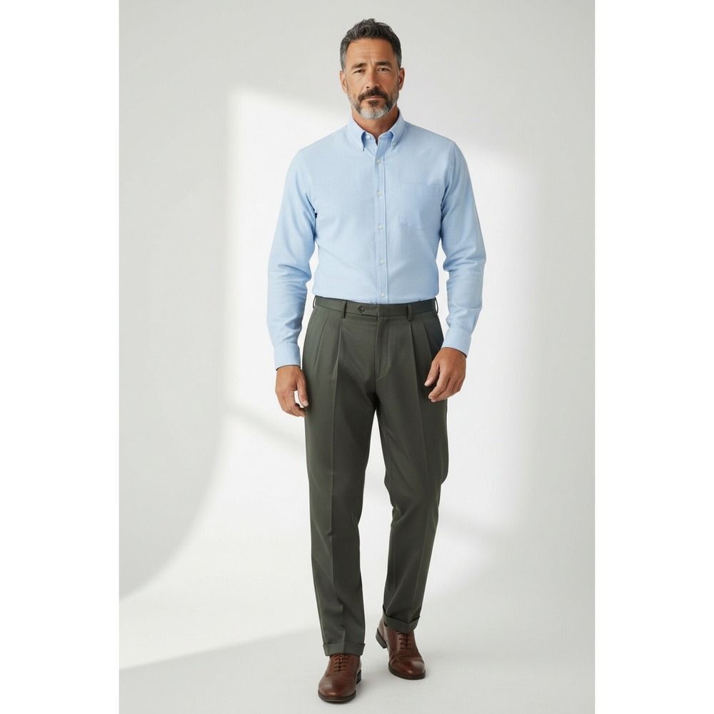 Savane Savane Mens Sage Green Pleated Cuffed Dress Pants Size US 34 / EU 50 - 1 Thumbnail
