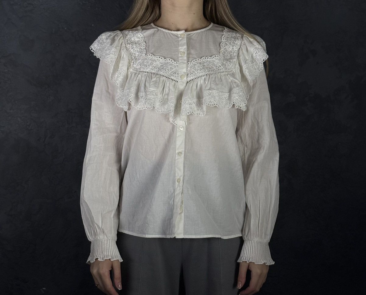 Sezane Womens SEZANE White Cotton Button Shirt Blouse Long Sleeve Size XS / US 0-2 / IT 36-38 - 2 Thumbnail