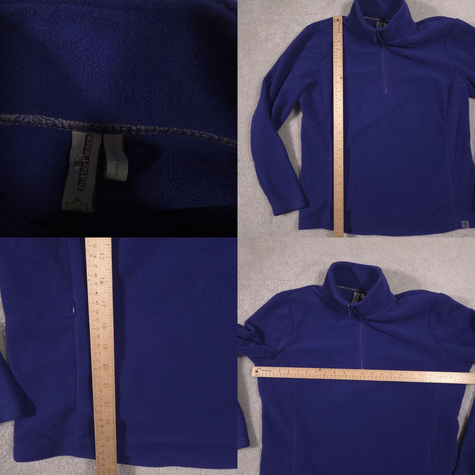Vintage ButterFleece Sweater Womens Large Blue Fleece 1/4 Zip Mock Neck Pullover Pockets Size L / US 10 / IT 46 - 8 Thumbnail