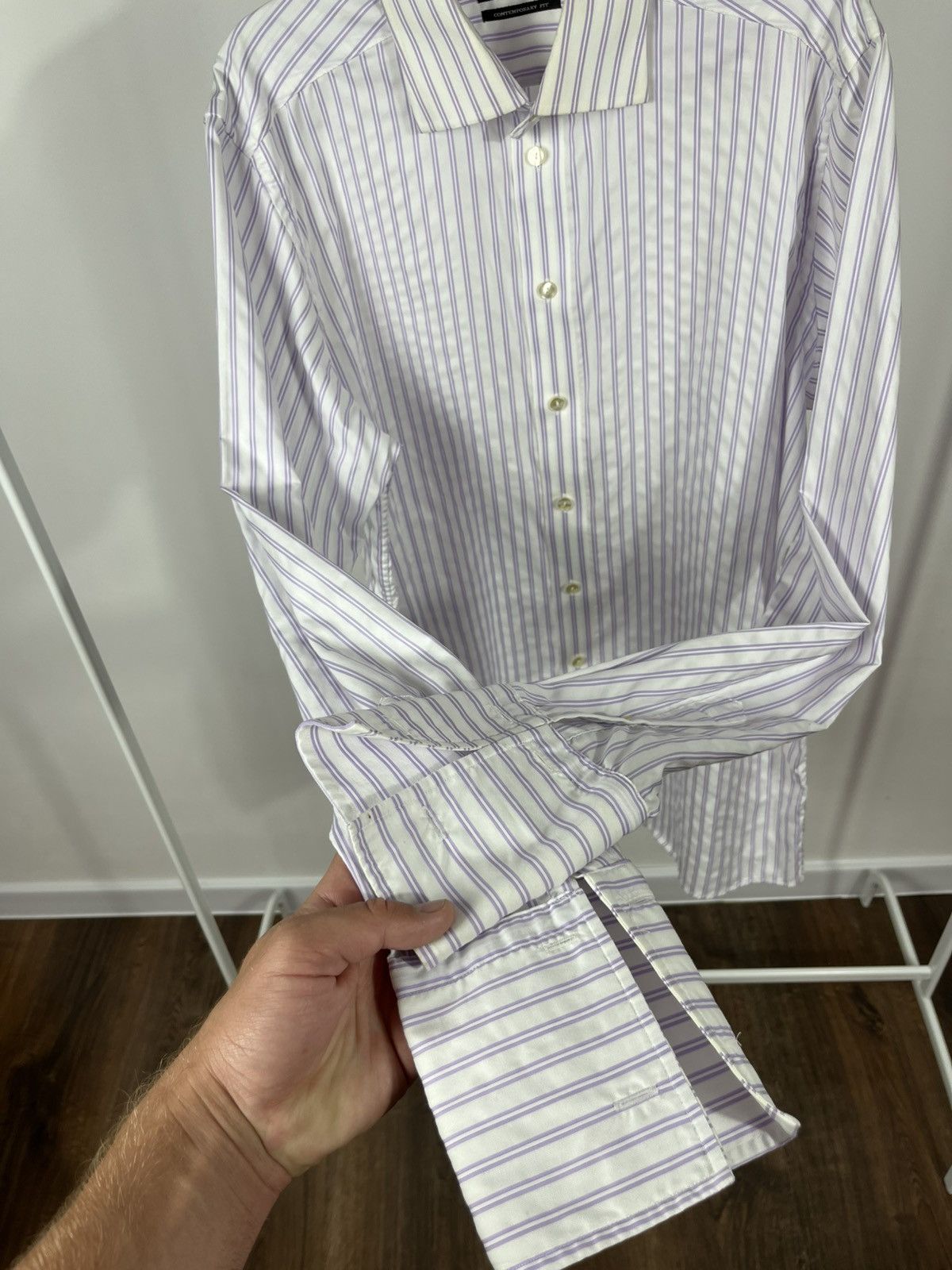 Eton Eton Contemporary Fit Striped Shirt 16.5 42 Purple White Size US L / EU 52-54 / 3 - 5 Thumbnail