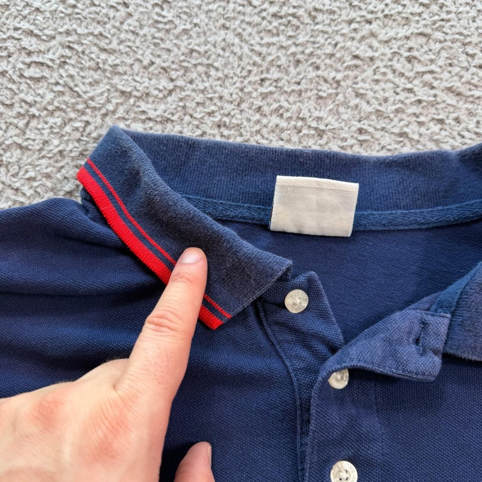 Le TIGRE Le Tigre Polo Shirt Mens Large Navy Blue Red Tipped Cotton Size US L / EU 52-54 / 3 - 7 Thumbnail