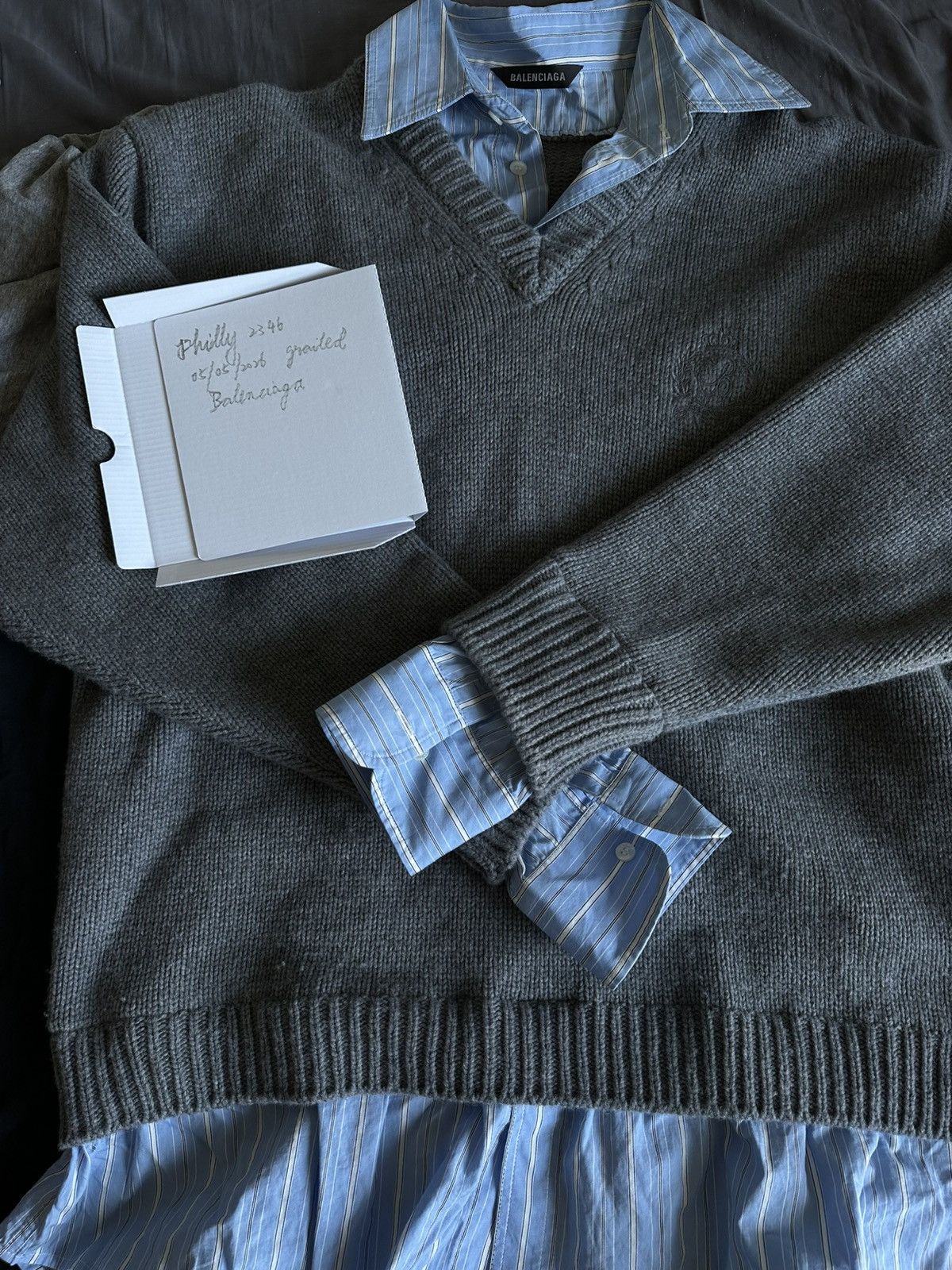 Balenciaga BALENCIAGA LAYERED WOOL SWEATER SHIRT – SIZE M - OVERSIZED Size US M / EU 48-50 / 2 - 10 Thumbnail