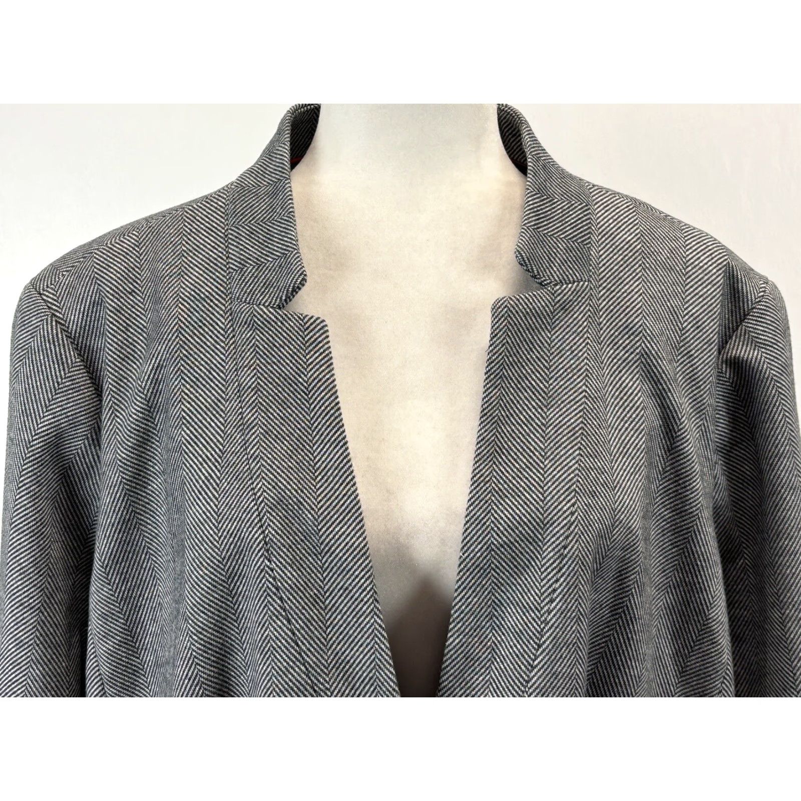 Talbots Talbots Plus Blazer Jacket 22W Gray Herringbone Long Sleeve Womens Size 3XL / US 20-22 - 6 Thumbnail