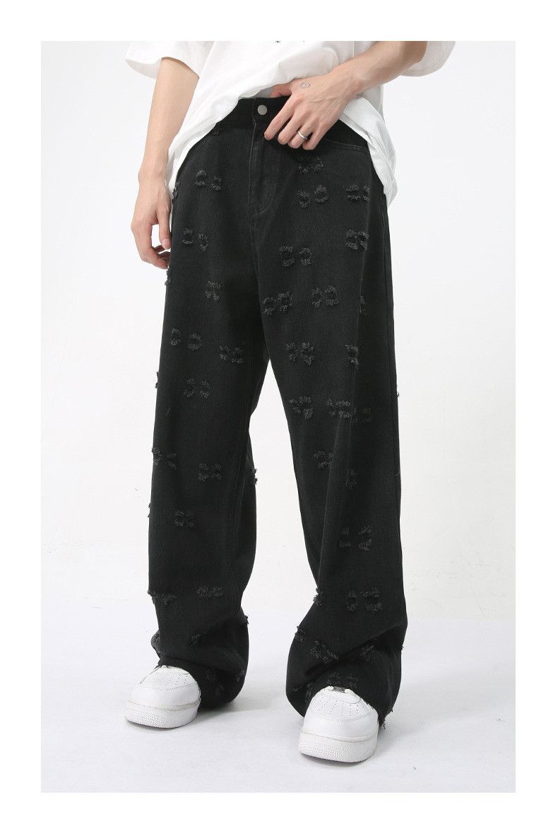 Japanese Brand Men's American-style ripped jacquard vintage jeans Size US 32 / EU 48 - 2 Thumbnail