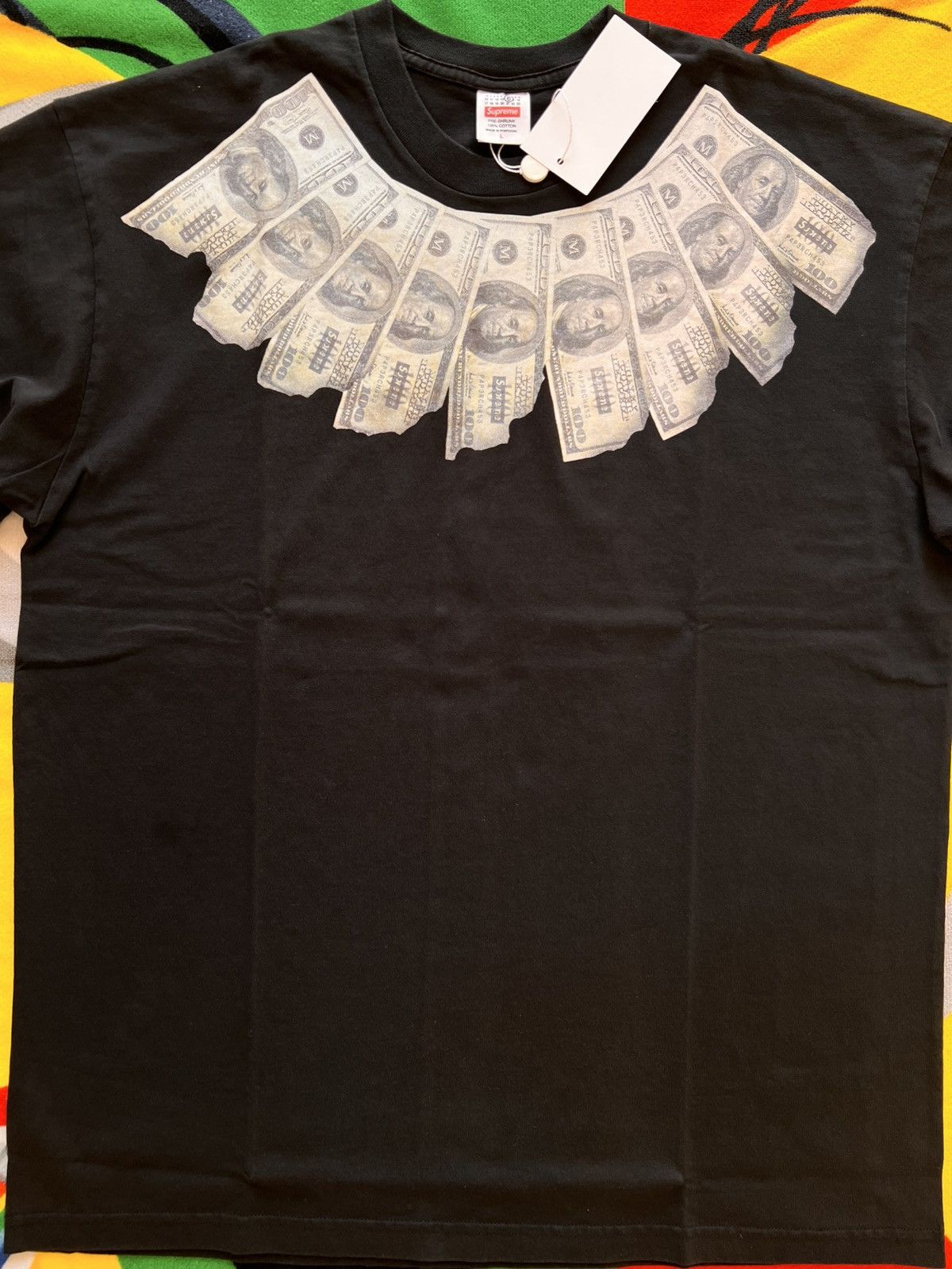 Maison Margiela × Supreme L - Supreme x MM6 Maison Margiela Money S/S Top Black dollar Size US L / EU 52-54 / 3 - 8 Thumbnail