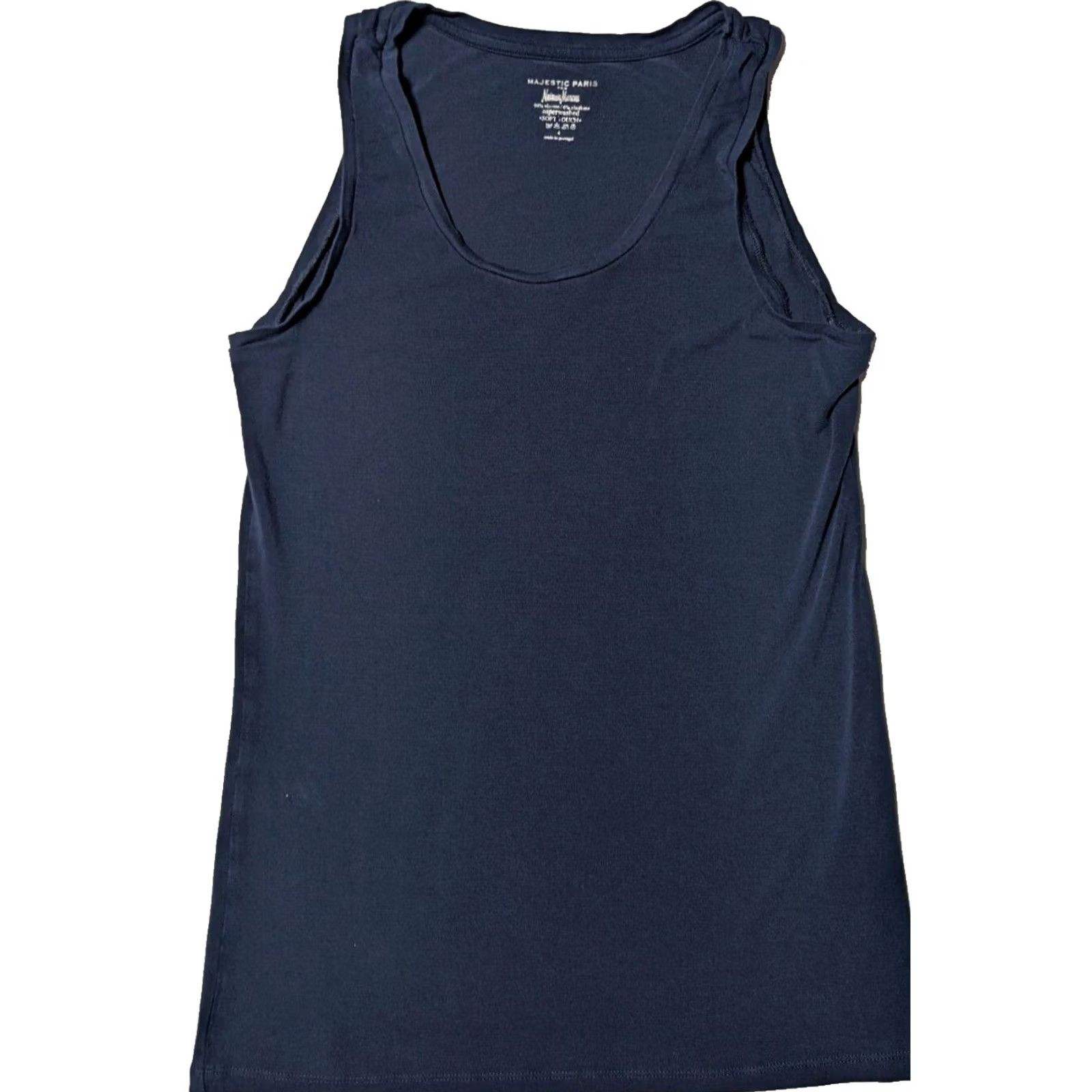 Vintage Majestic Paris for Neiman Marcus Women Tank Top 4 Blue Viscose Blend Sleeveless Round Neck Casual Knit Tank Top Women Size S / US 4 / IT 40 - 2 Thumbnail