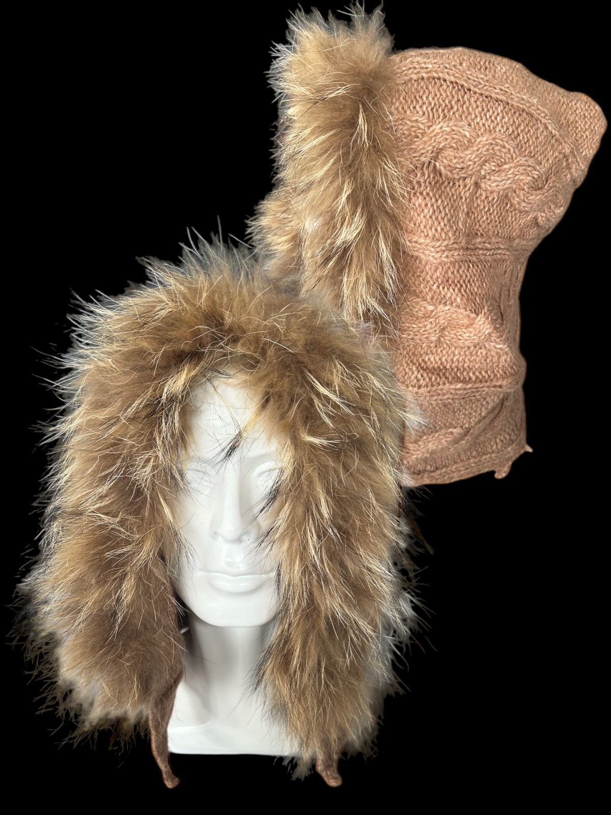 Balaclava Japanese Style Knitted Fur Big Beanie Rare🎌☠️☠️