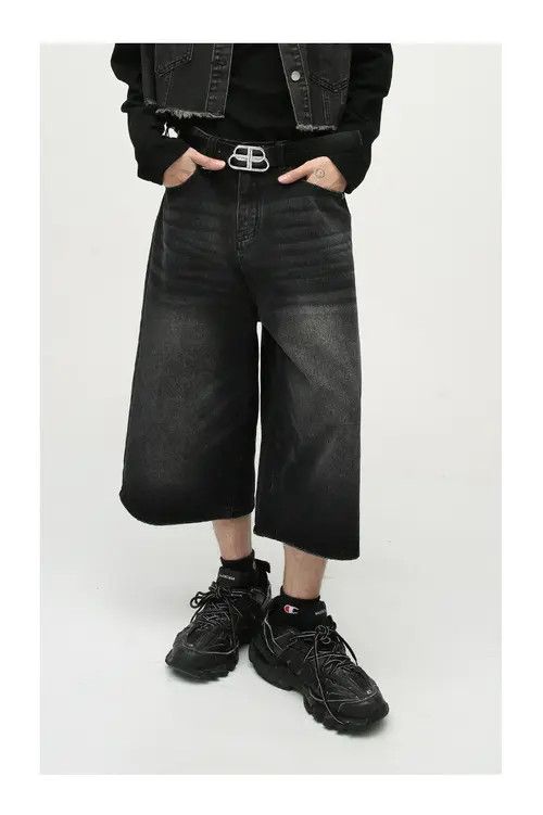 Japanese Brand × Jean Loose wide-leg vintage distressed flared denim shorts Size US 32 / EU 48 - 2 Thumbnail