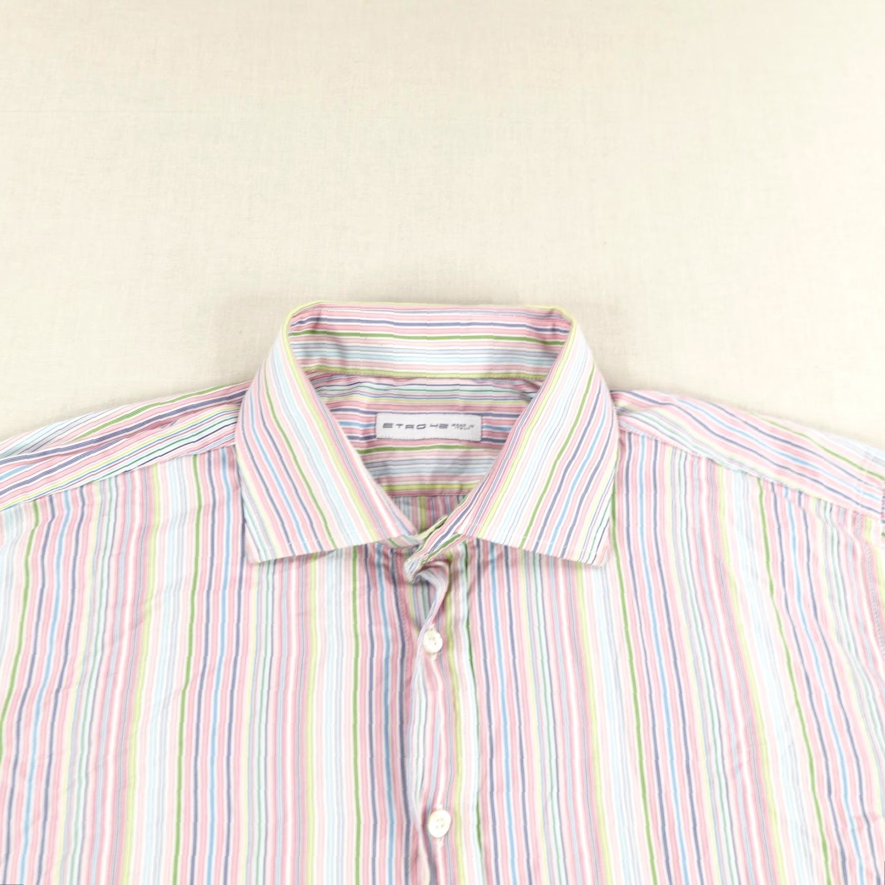 Etro Etro 42 Shirt Mens Medium Pink Stripes Button Up Long Sleeve Dress Shirt Italy Etro 42 Made in Italy Button-Up Size 40R - 2 Thumbnail