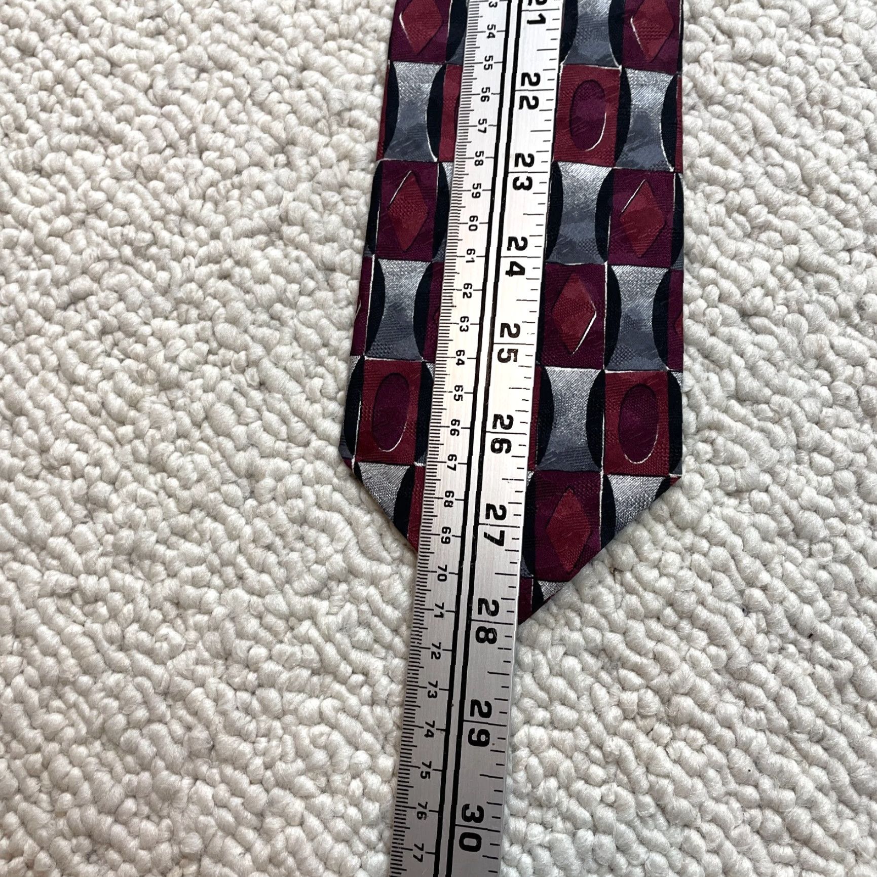 Moreschi Giorgio Moreschi Mens OS Red Gray Neck Tie 100% Silk Designer Classic Necktie Size ONE SIZE - 4 Thumbnail
