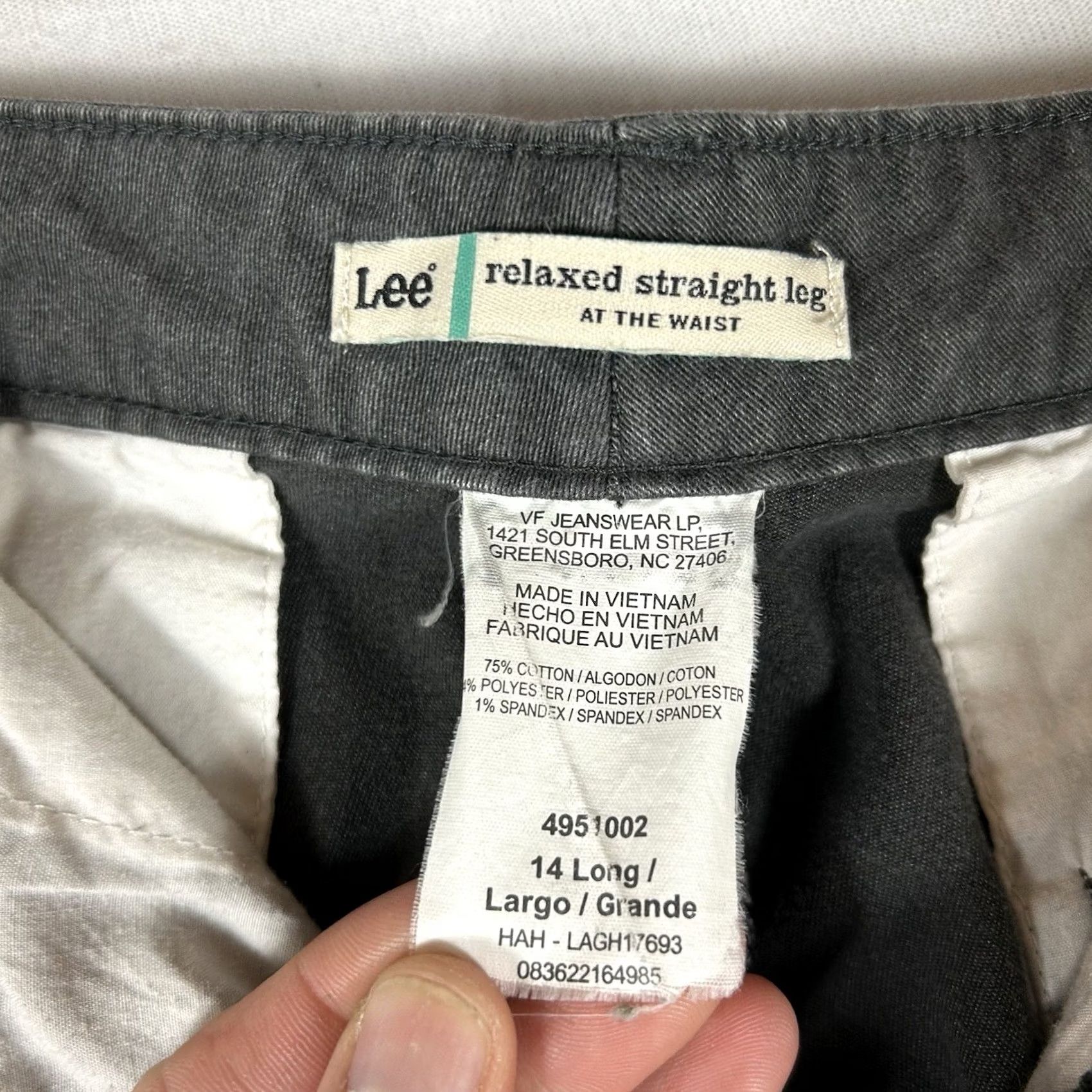Lee Lee Relaxed Fit Straight Leg Chino Pants Womens 14 Long Gray Casual Work Office Size 36" / US 14 / IT 50 - 5 Thumbnail