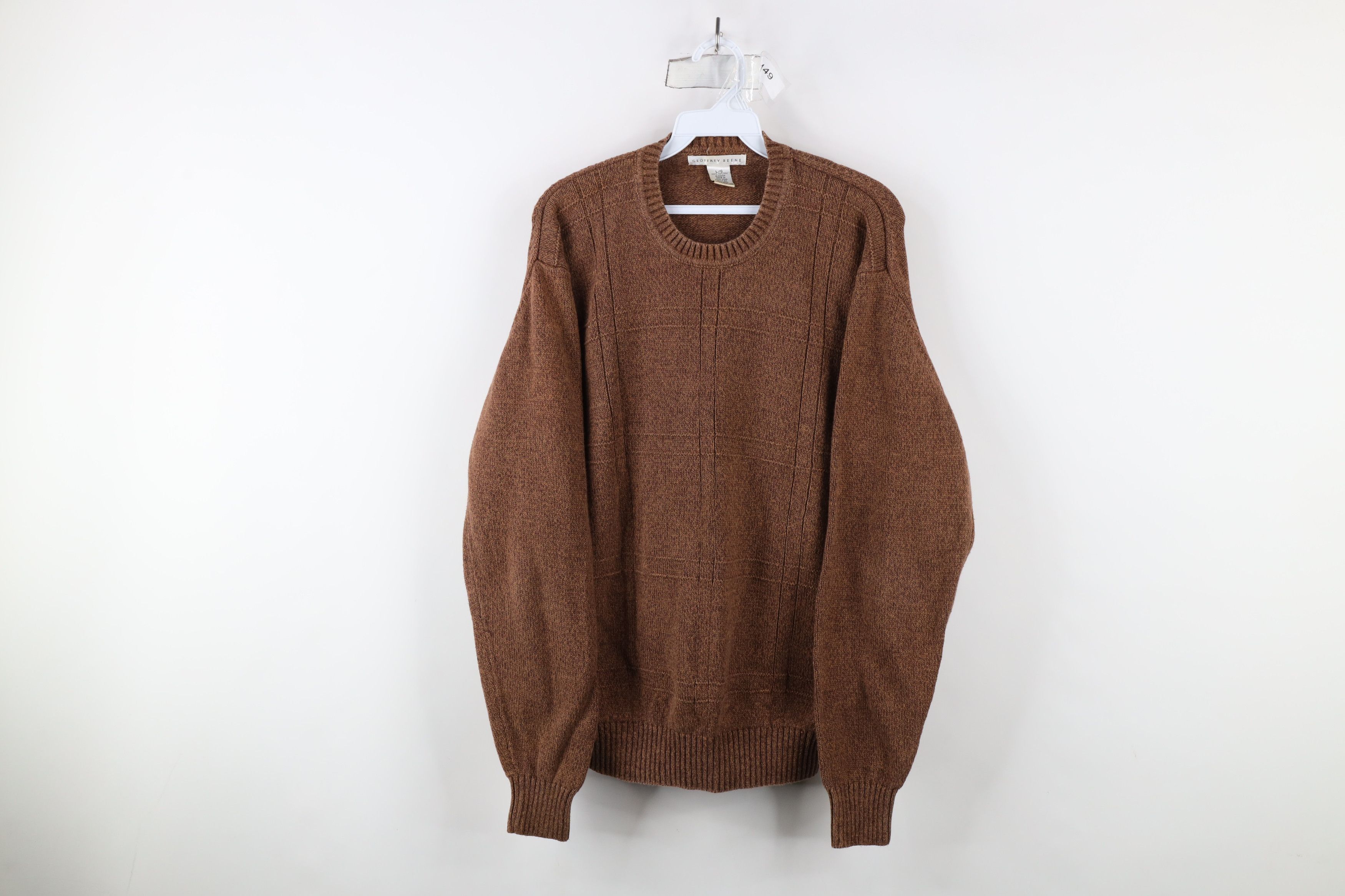 Vintage Vintage 90s Streetwear Ribbed Knit Crewneck Sweater Brown Size US L / EU 52-54 / 3 - 1 Thumbnail