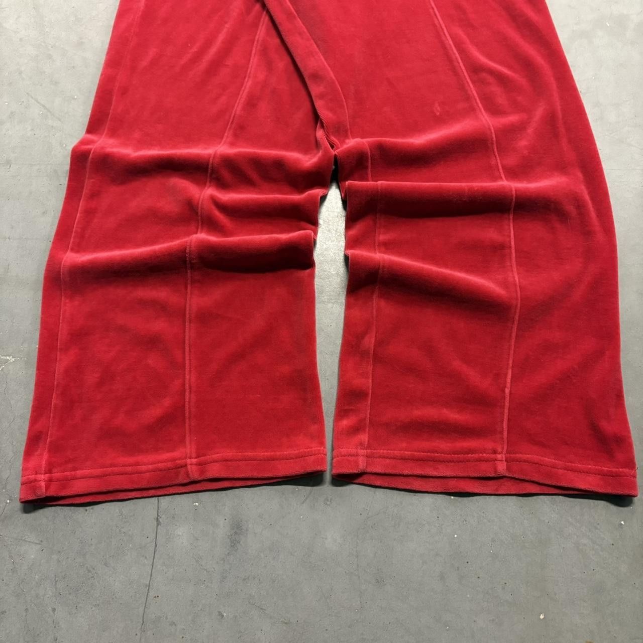 Vintage Crazy Vintage Y2K/2000s Super Baggy Wideleg Red Velour Velvet Sweatpants! Size US 36 / EU 52 - 4 Thumbnail