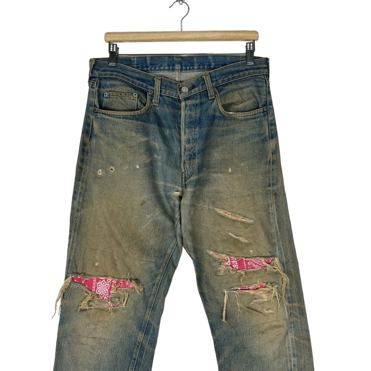 Levi's ☀️80s LEVI’S 501 RINDEN 524 PATCHWORK DENIM JEANS PANTS Size US 34 / EU 50 - 3 Thumbnail