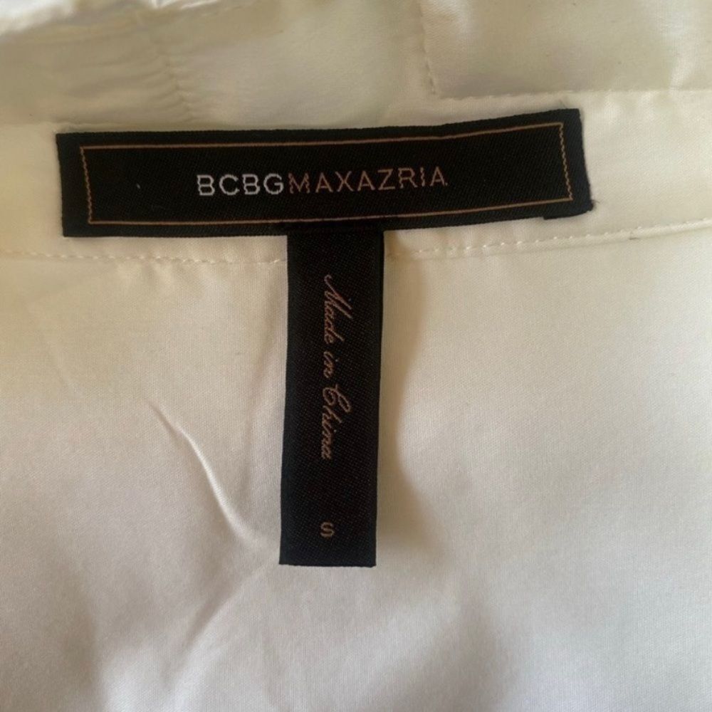 Bcbgmaxazria BCBG Max Azria White Button Down Shirt Women’s Small Tie Det Size S / US 4 / IT 40 - 5 Thumbnail