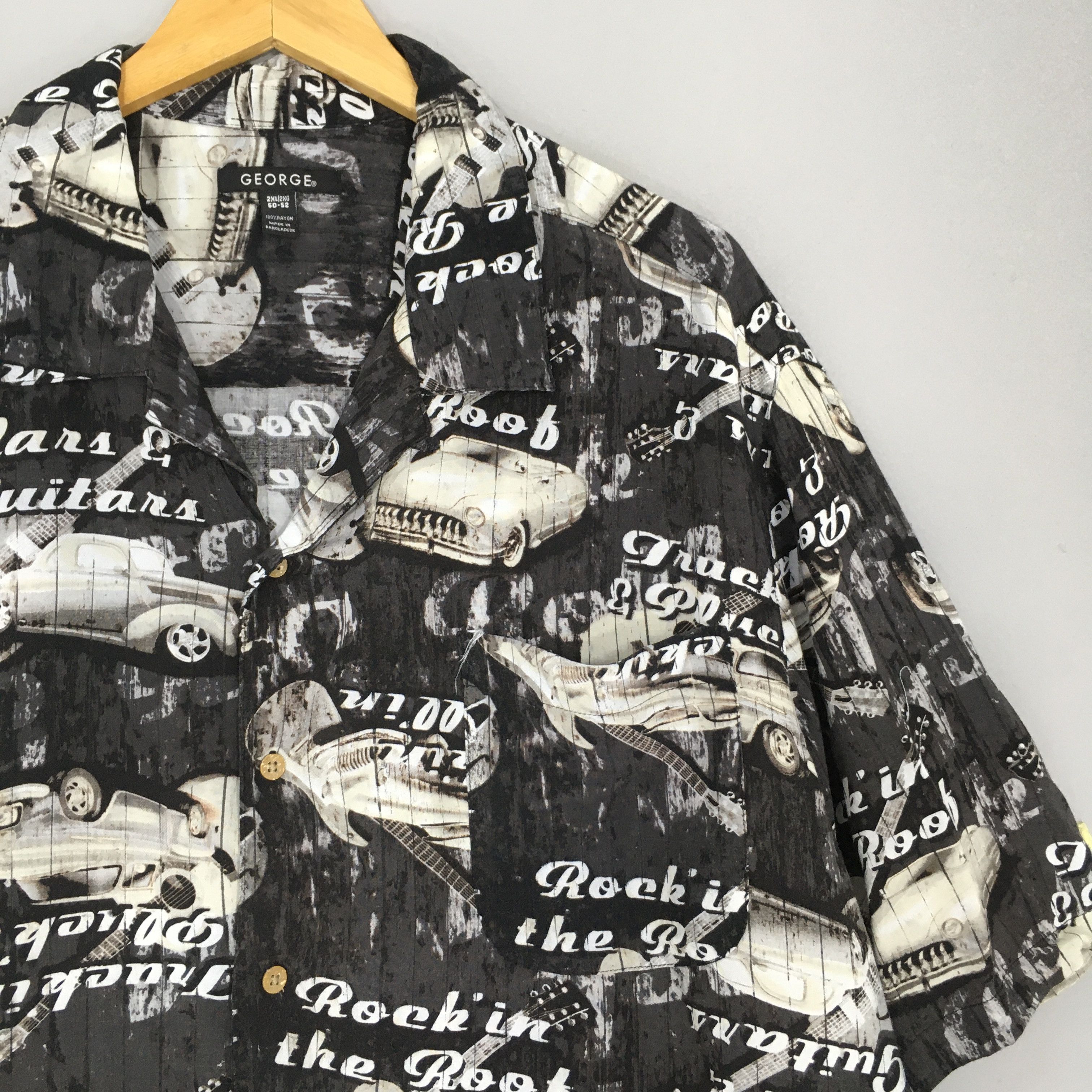 Japanese Brand × Vintage Vintage Hawaiian Pop Art Classic Car Printed Rayon Shirt Size US XXL / EU 58 / 5 - 2 Thumbnail