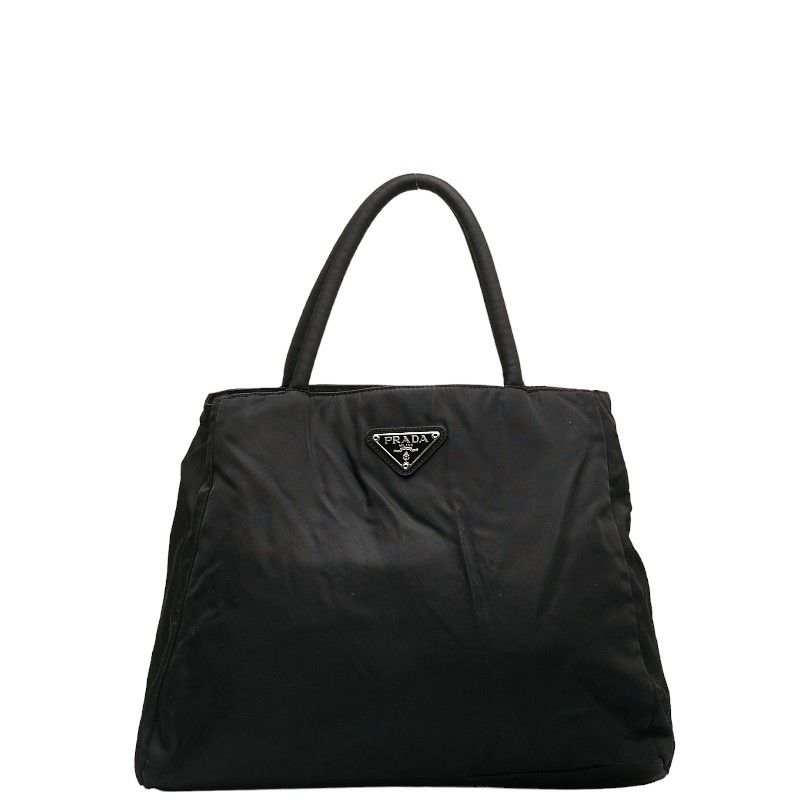 Prada Prada Nylon Triangle Logo Plate Handbag Black Canvas Handbag in Very Good Condition