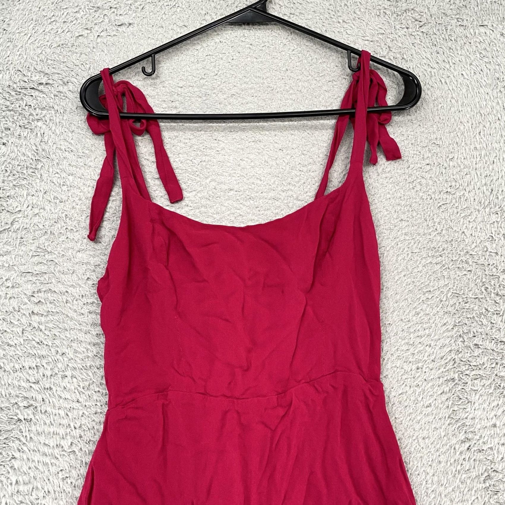 Reformation Reformation Annabelle Mini Dress Womens 12 Rhubarb Tie Strap Scoop Neck Smocked Size XL / US 12-14 / IT 48-50 - 3 Thumbnail