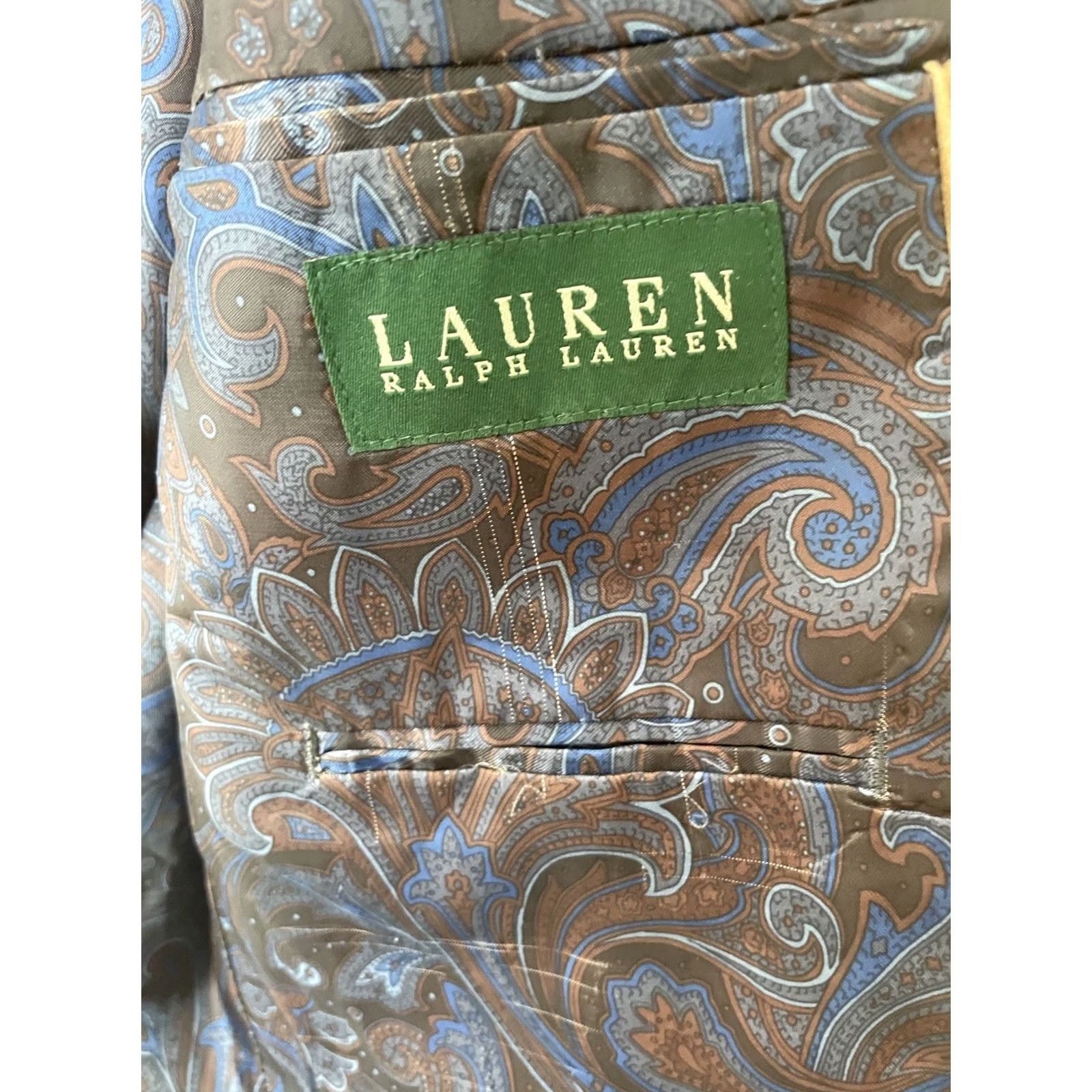 Ralph Lauren VINTAGE Lauren Ralph Lauren Sport Coat Blazer Mens 42R Corduroy Tan Two-Button Notch Lapel Regular Front Solid Beiges Size 42R - 6 Thumbnail