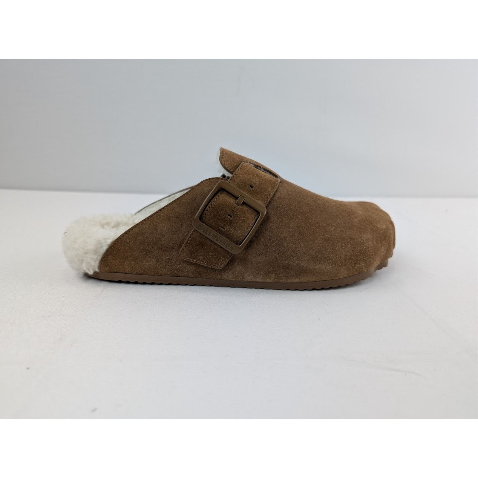 Balenciaga o1rshd1 Suede Shearling Sunday Mules in Beige/Off White Size US 9 / EU 42 - 4 Thumbnail