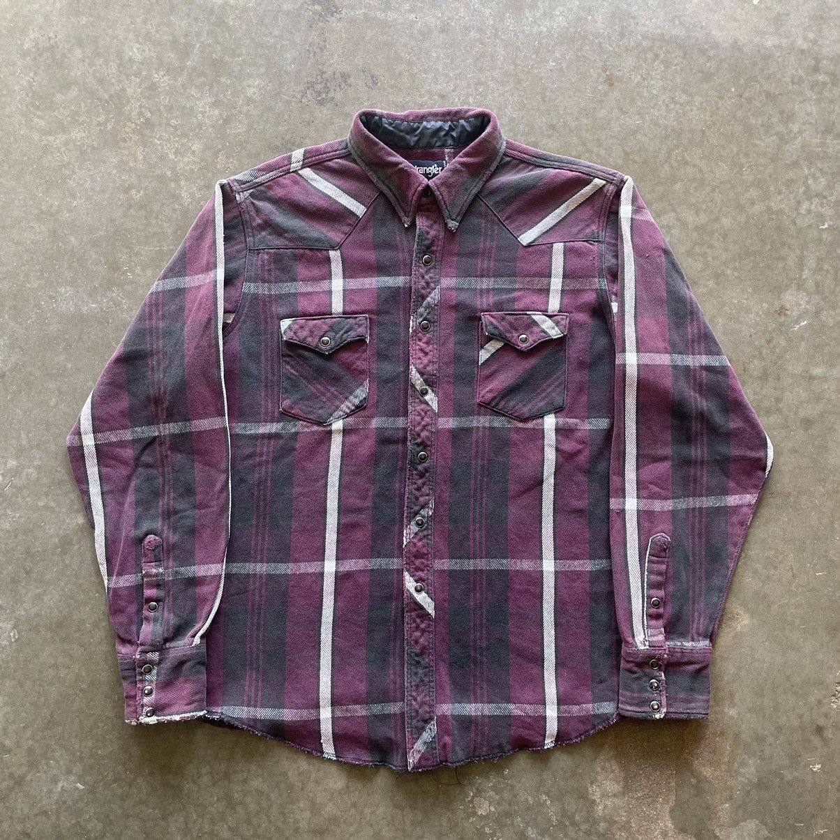Vintage × Wrangler Vintage 90s Wrangler Plaid Button Up Shirt Grunge Skater Size US XL / EU 56 / 4 - 1 Thumbnail