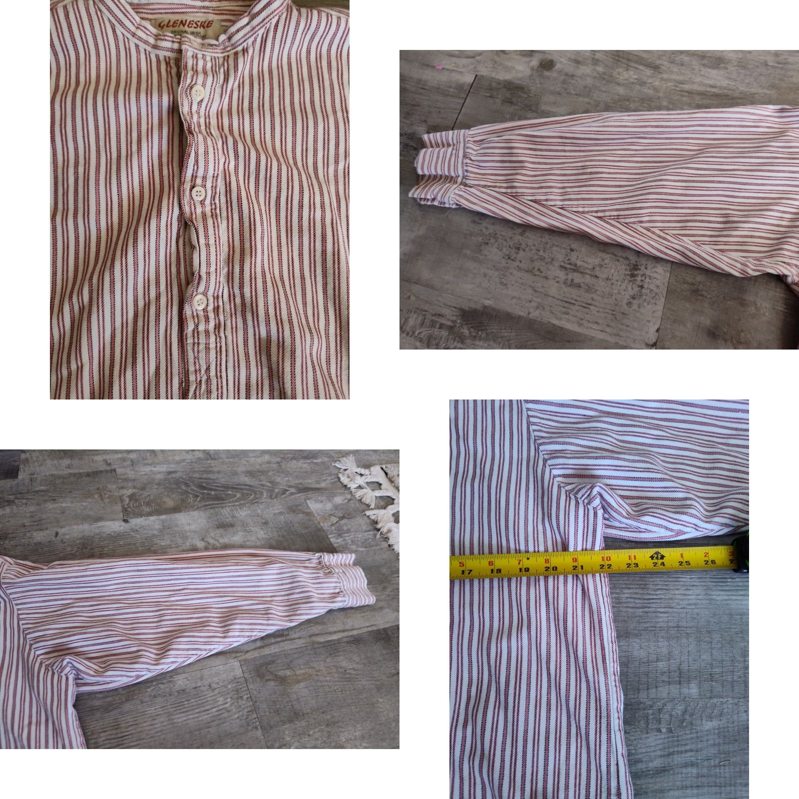 Vintage VINTAGE Gleneske Men's Shirt XL Red & White Striped Long Sleeve Button-Up Collared Cotton Made in Ireland Size US XL / EU 56 / 4 - 8 Thumbnail