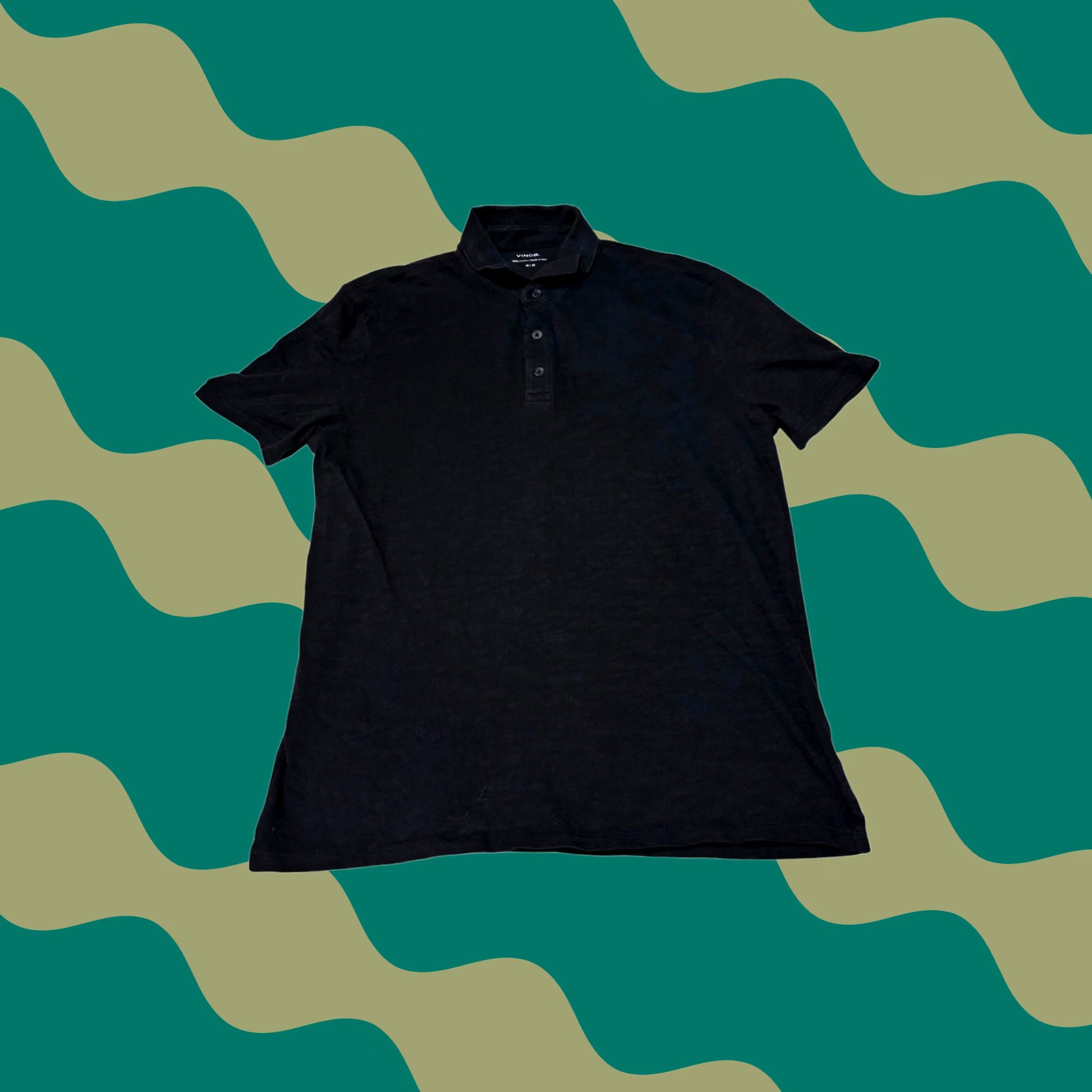 Vince Vince Mens Polo Shirt Jersey Short Sleeve Black 100% Cotton Medium Size US M / EU 48-50 / 2 - 1 Thumbnail