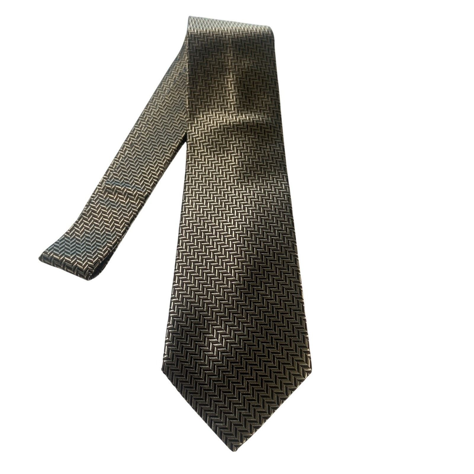 Paul Fredrick Paul Fredrick Silk Tie Herringbone Pattern Brown Formal NWT Size ONE SIZE - 1 Thumbnail