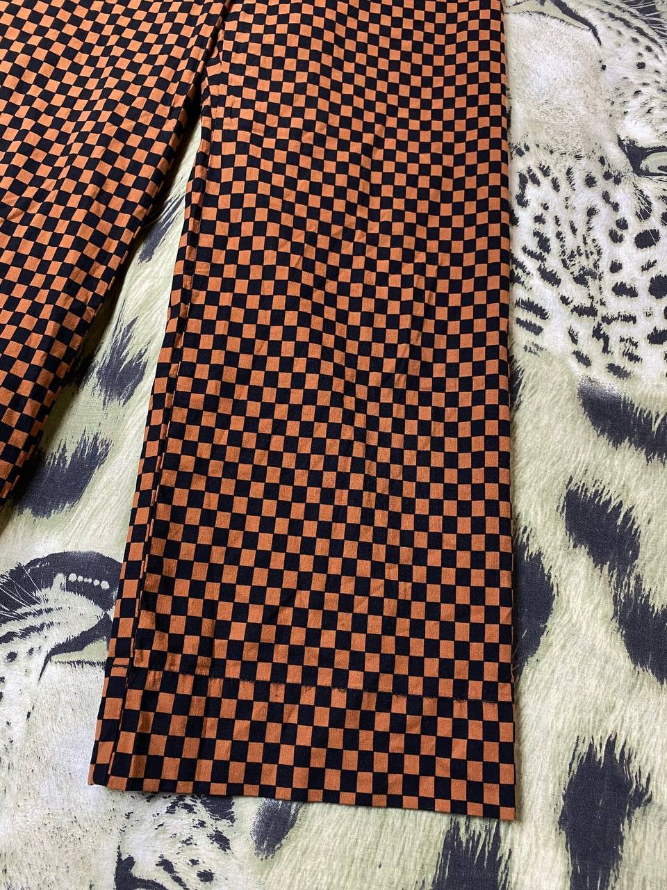 Japanese Brand Anthropologie Maeve Orange/Black Check Flared Baggy Pants Size US 26 / EU 42 - 7 Thumbnail