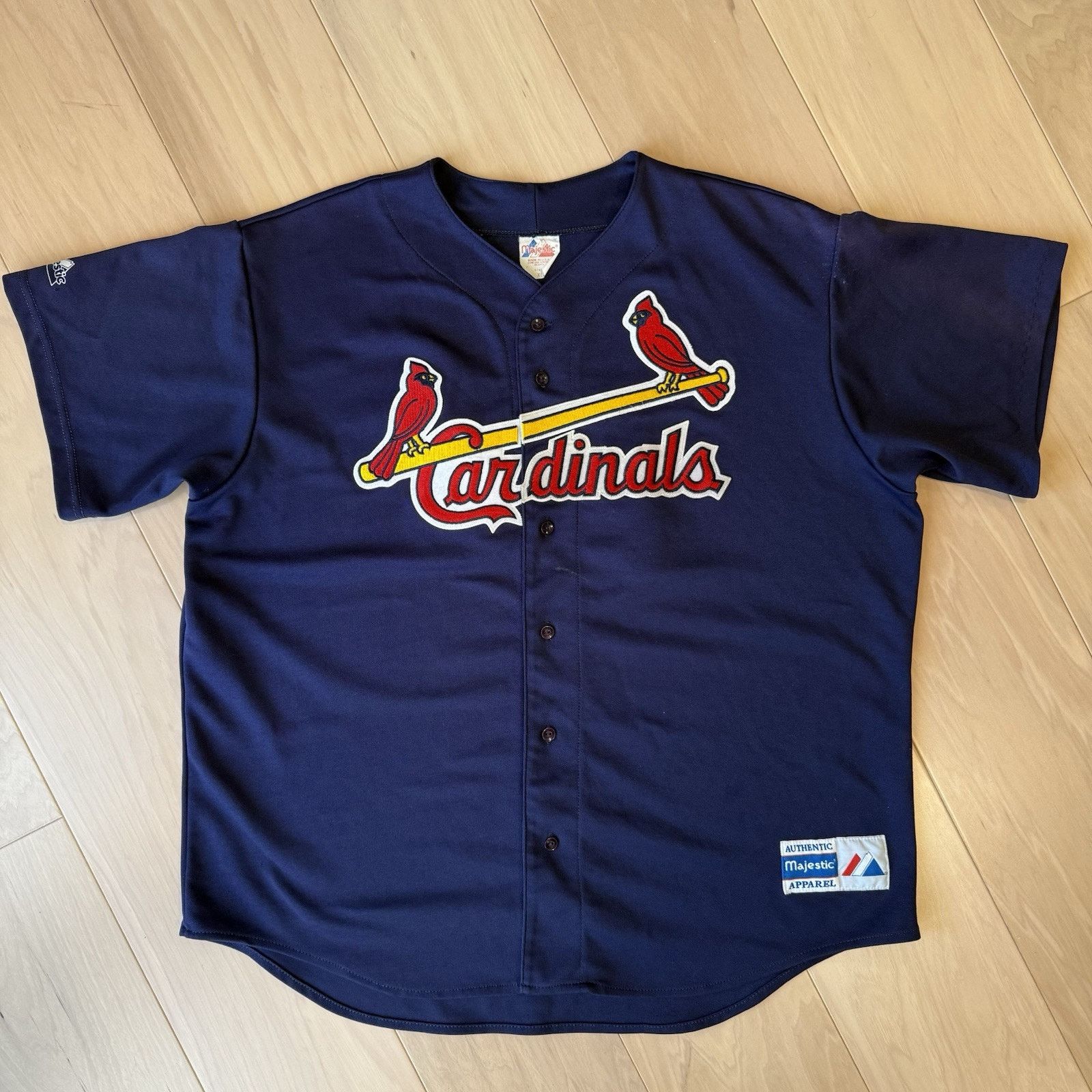 Majestic × Vintage Vintage St Louis Cardinals Jersey XL Navy 90s Majestic Size US XL / EU 56 / 4 - 2 Thumbnail