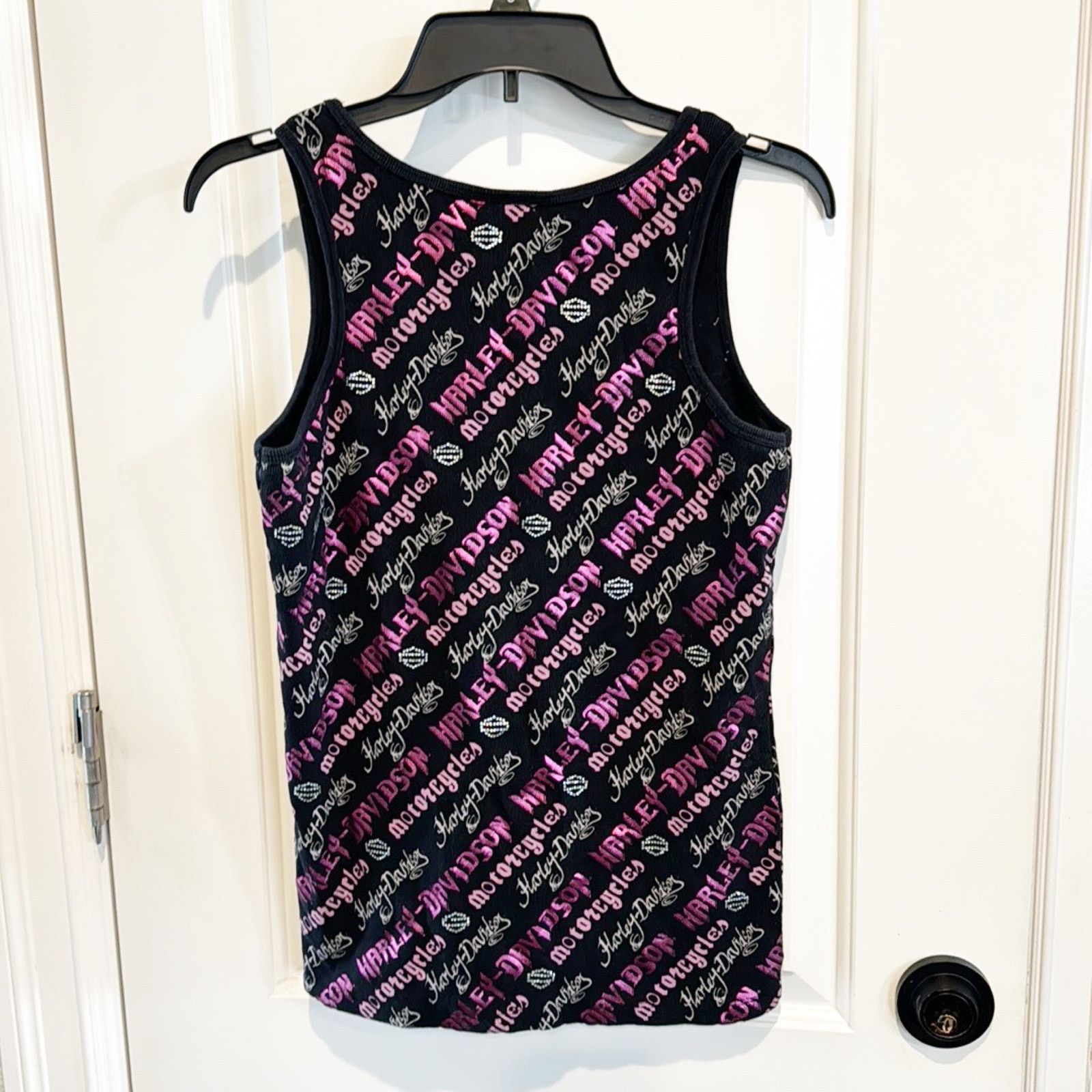 Harley Davidson Harley Davidson Women’s Tank Top Black Pink Rhinestones sz L Size L / US 10 / IT 46 - 2 Thumbnail