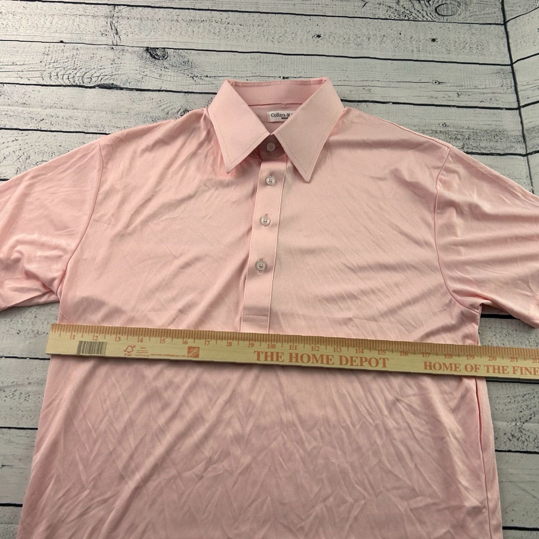 Vintage Collars & Co Dress Collar Polo Short Sleeve Shirt Mens M Pink Check Button-Up Lightweight Casual Shirt Size 40R - 4 Thumbnail