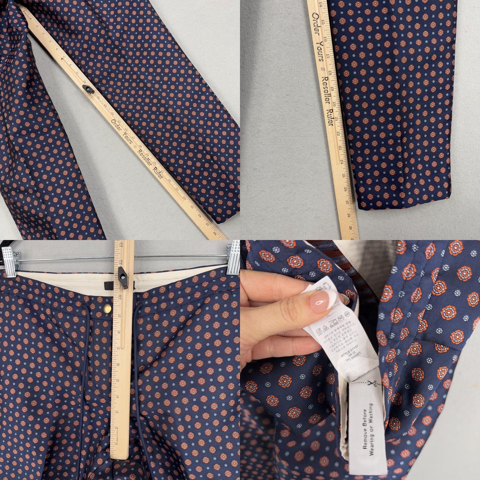 J.Crew J.CREW Pants Womens 10 Blue Orange Foulard Medallion Print Tapered Ankle Trouser Size 32" / US 10 / IT 46 - 9 Thumbnail