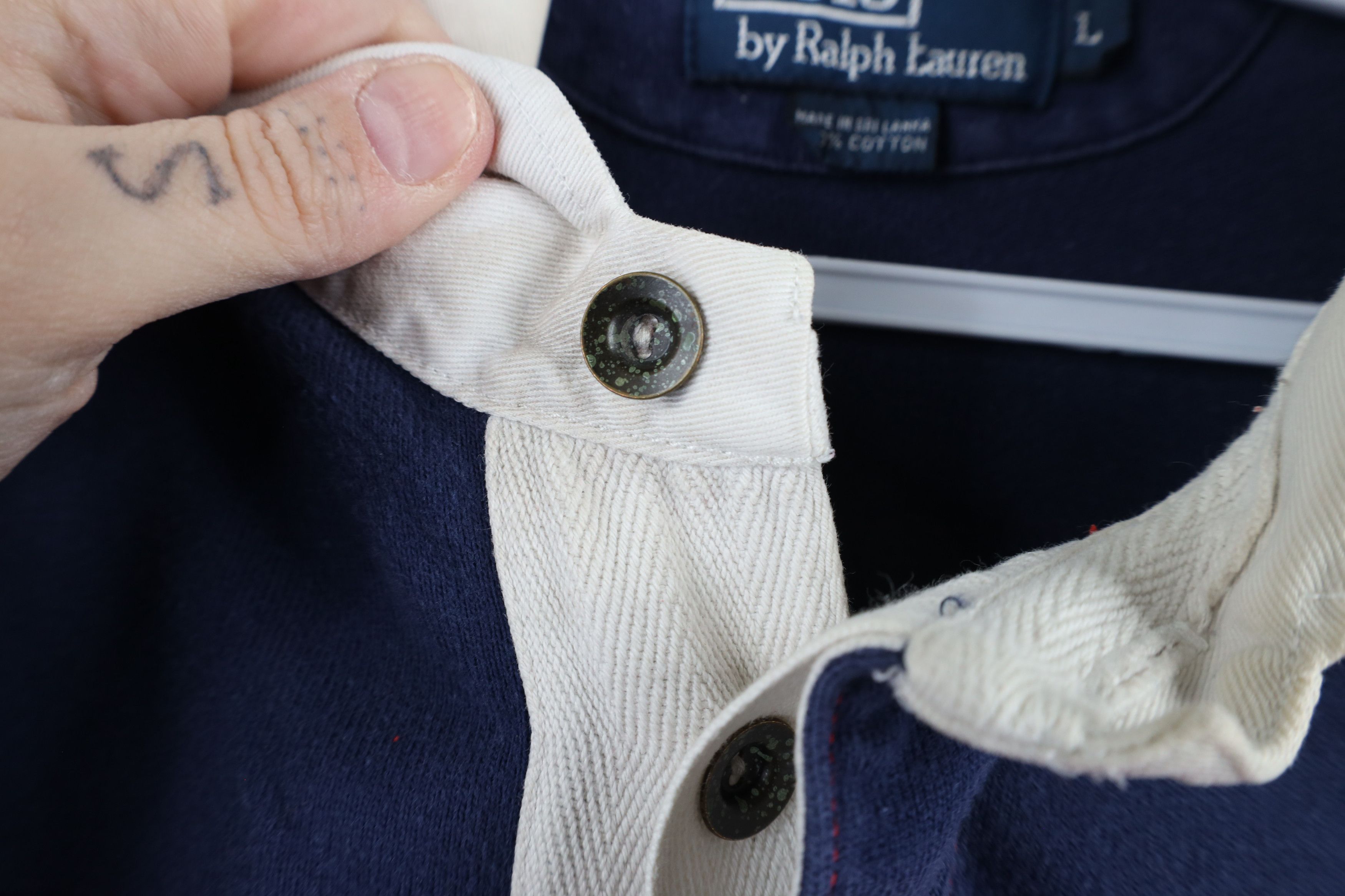 Ralph Lauren × Vintage Vintage 90s Ralph Lauren Elbow Patch Long Sleeve Rugby Polo Size US L / EU 52-54 / 3 - 8 Thumbnail