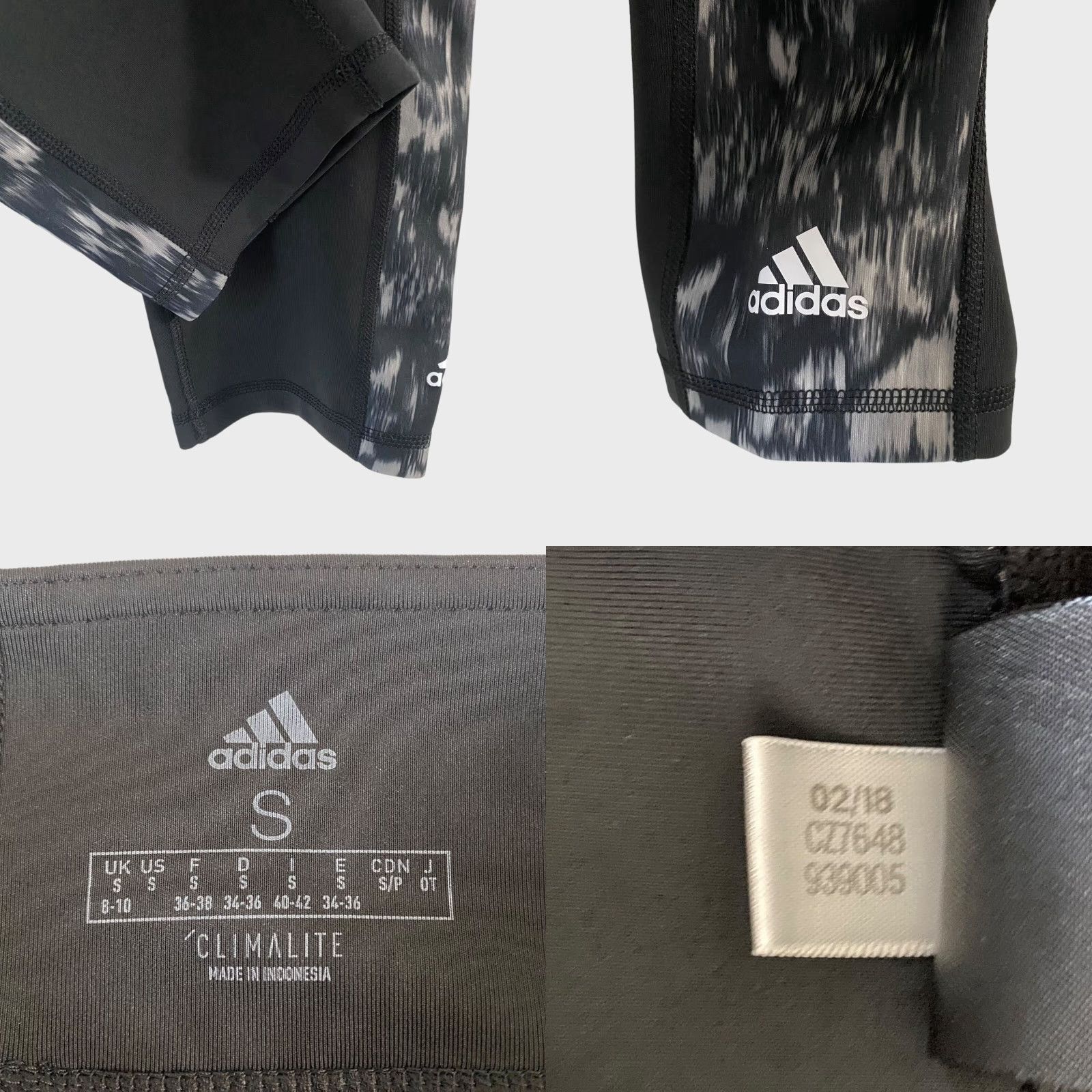 Adidas Adidas Climalite Leggings Womens Small Black Cropped High Waisted Printed Yoga Gym Training Size 28" / US 6 / IT 42 - 8 Thumbnail
