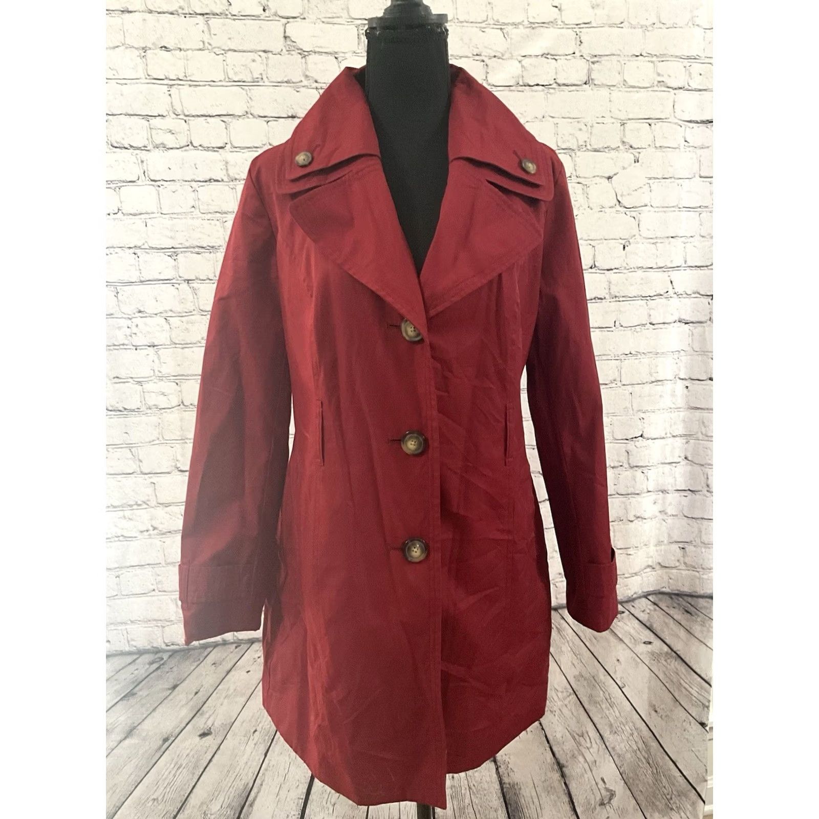 London Fog London Fog Trench Coat Ladies Small Red/Maroon Nylon? Polyester? (please ignore) Size S / US 4 / IT 40 - 4 Thumbnail