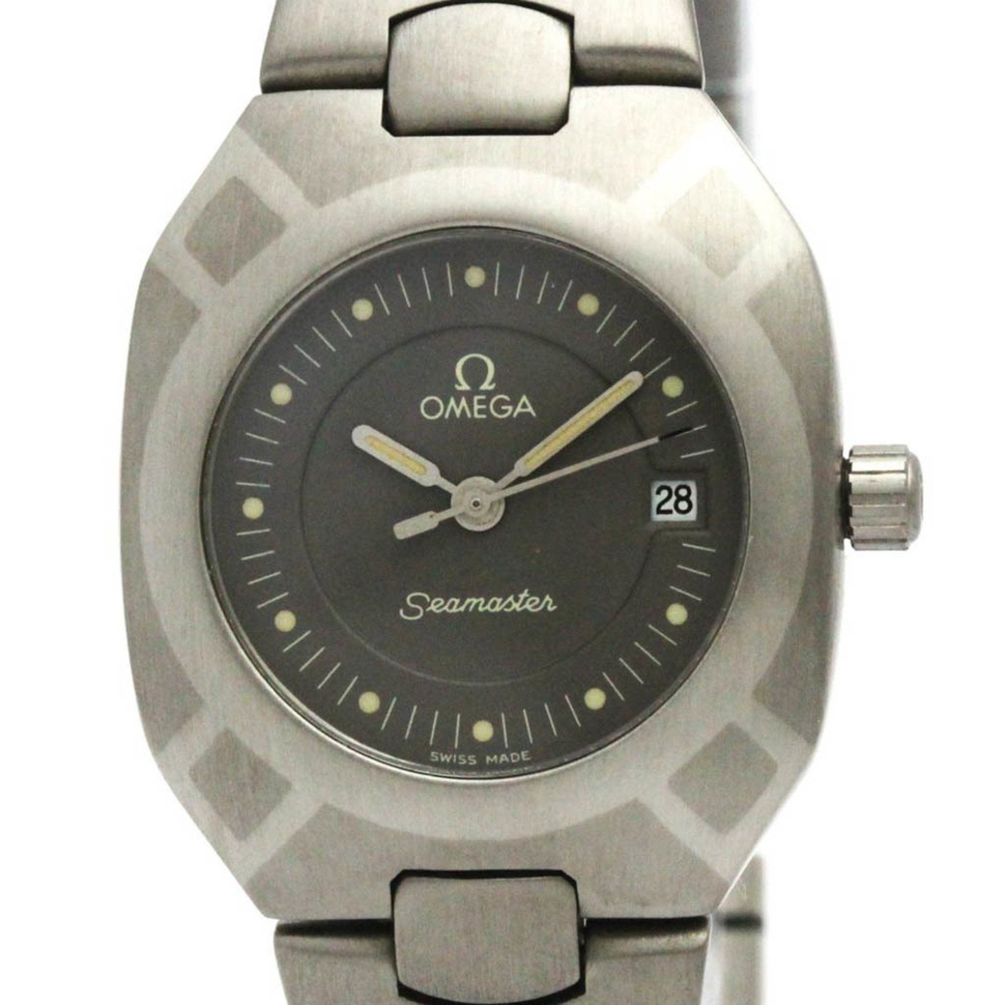 Polished Omega Seamaster Polaris Titanium Quartz Ladies Watch 796.0845 Bf581240 in Grey, Women's