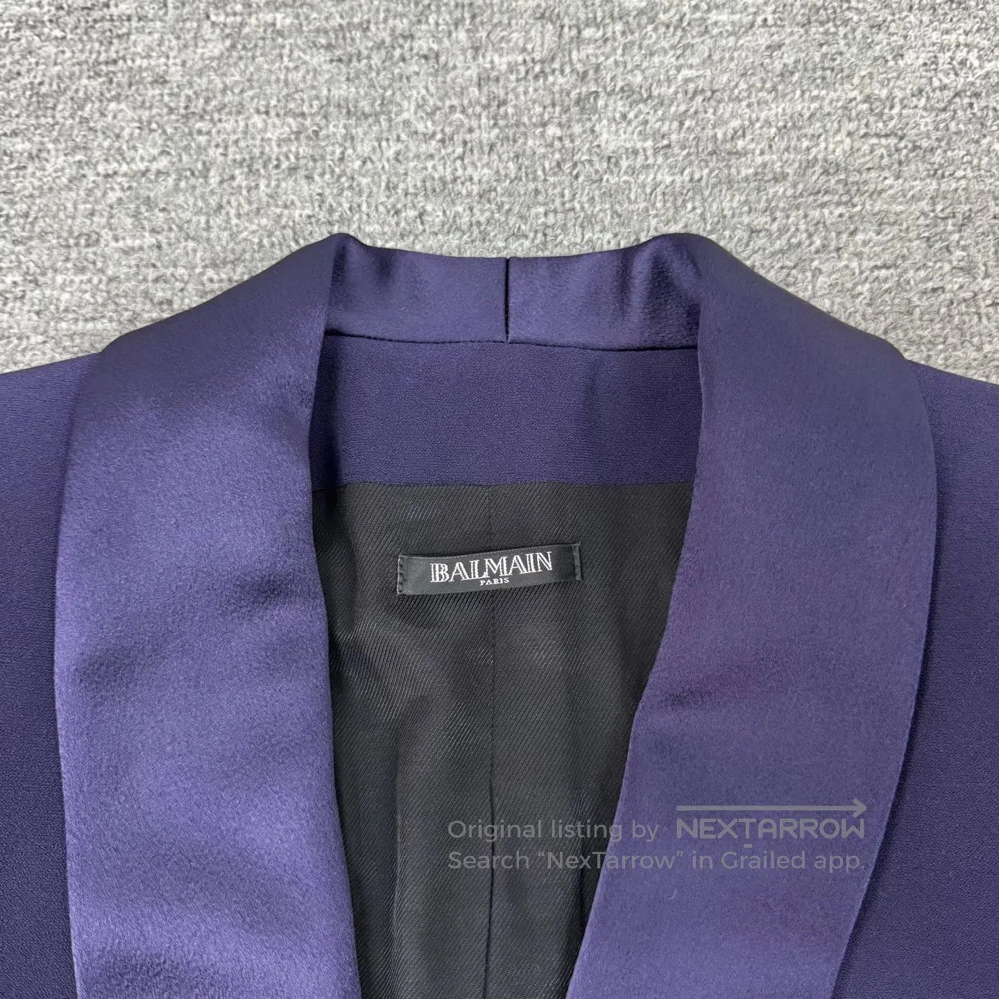 Balmain BALMAIN Satin green collar, double-breasted, long suit jac Size S / US 4 / IT 40 - 5 Thumbnail