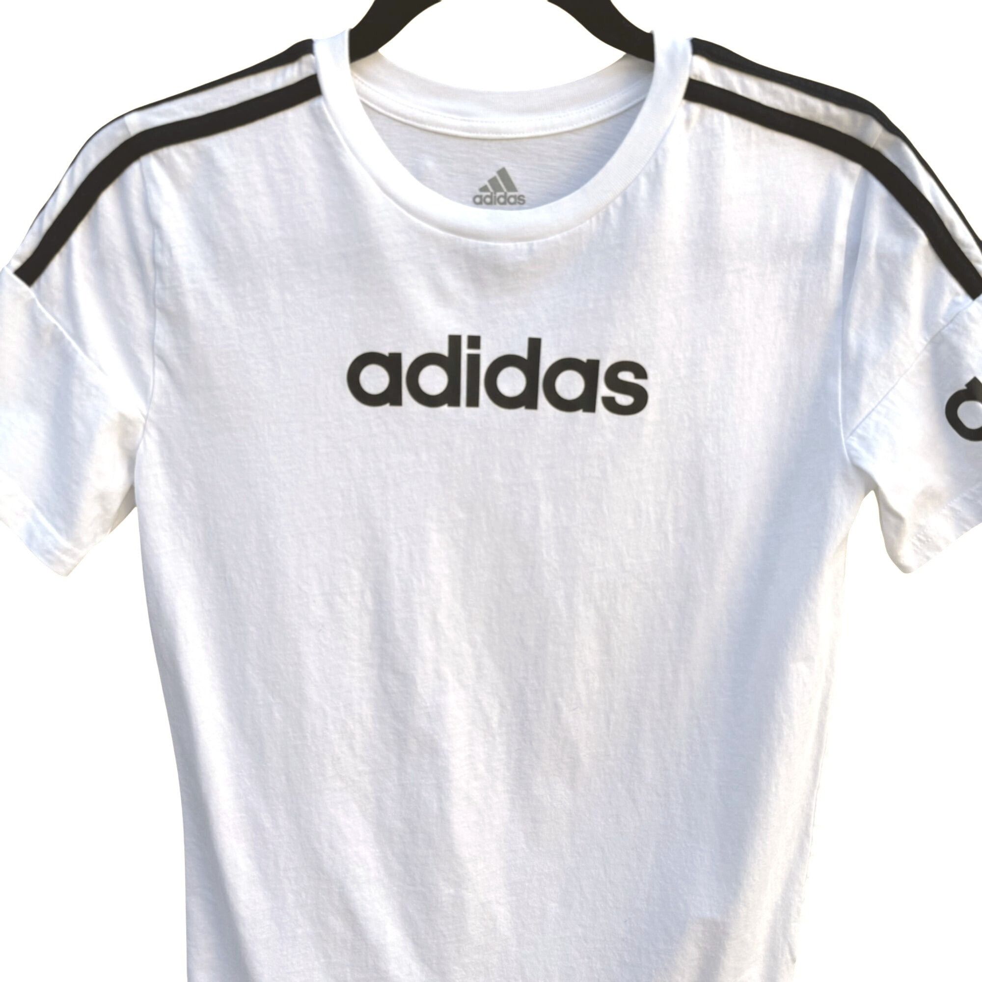Adidas Adidas Womens White Cotton 3-Stripes Logo Graphic T-Shirt Si Size M / US 6-8 / IT 42-44 - 3 Thumbnail