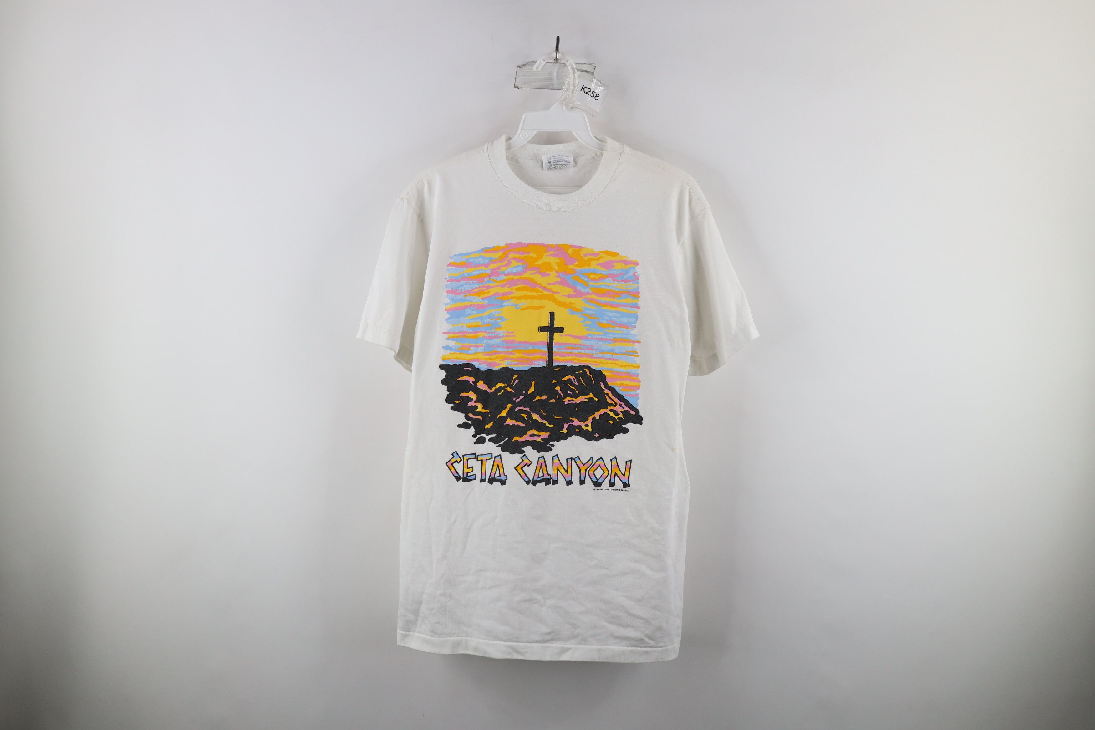 Vintage Vintage 90s Cross Jesus Ceta Canyon Short Sleeve T-Shirt Size US M / EU 48-50 / 2 - 1 Thumbnail