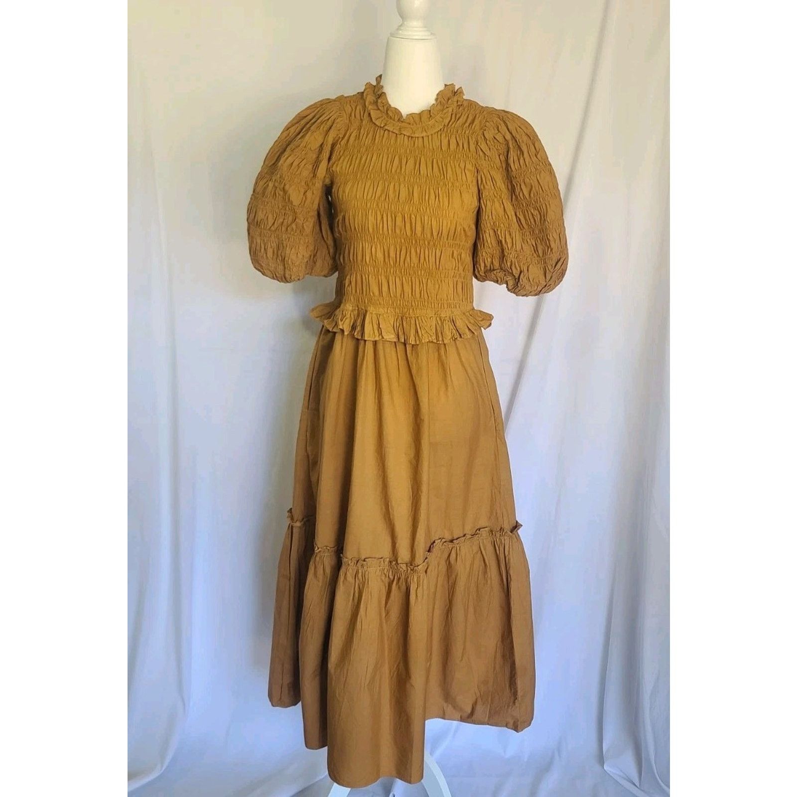 Sea New York Sea New York Rene Smocked Bronze Tiered Midi Dress US 0 Size XS / US 0-2 / IT 36-38 - 3 Thumbnail