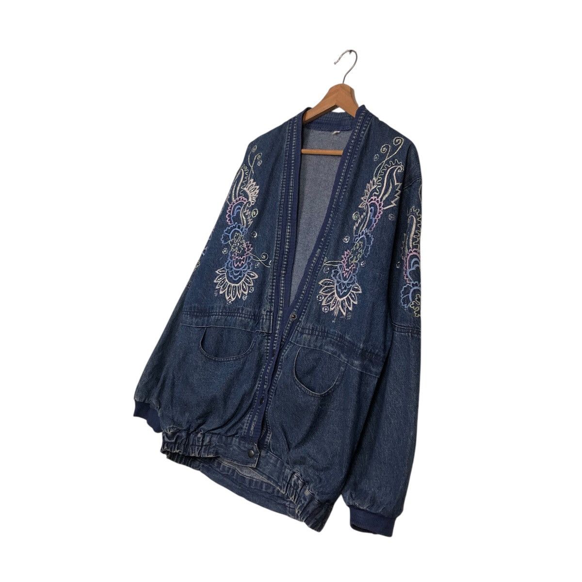 Vintage 📌Vintage Denim Cardigan Bomber Jacket Unknown Brand Japan Size US M / EU 48-50 / 2 - 3 Thumbnail
