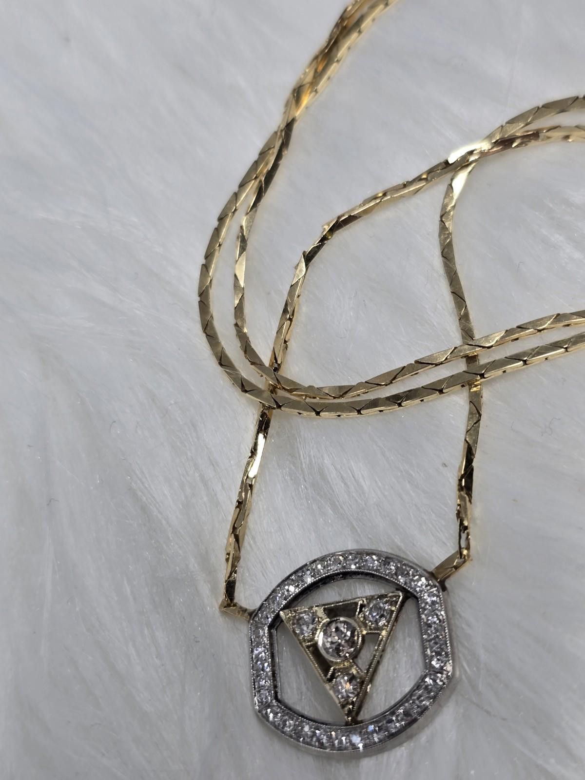 Antique Rivet Vtg 14k White Gold Art Deco Diamond Lavaliere Necklace Size ONE SIZE - 7 Thumbnail