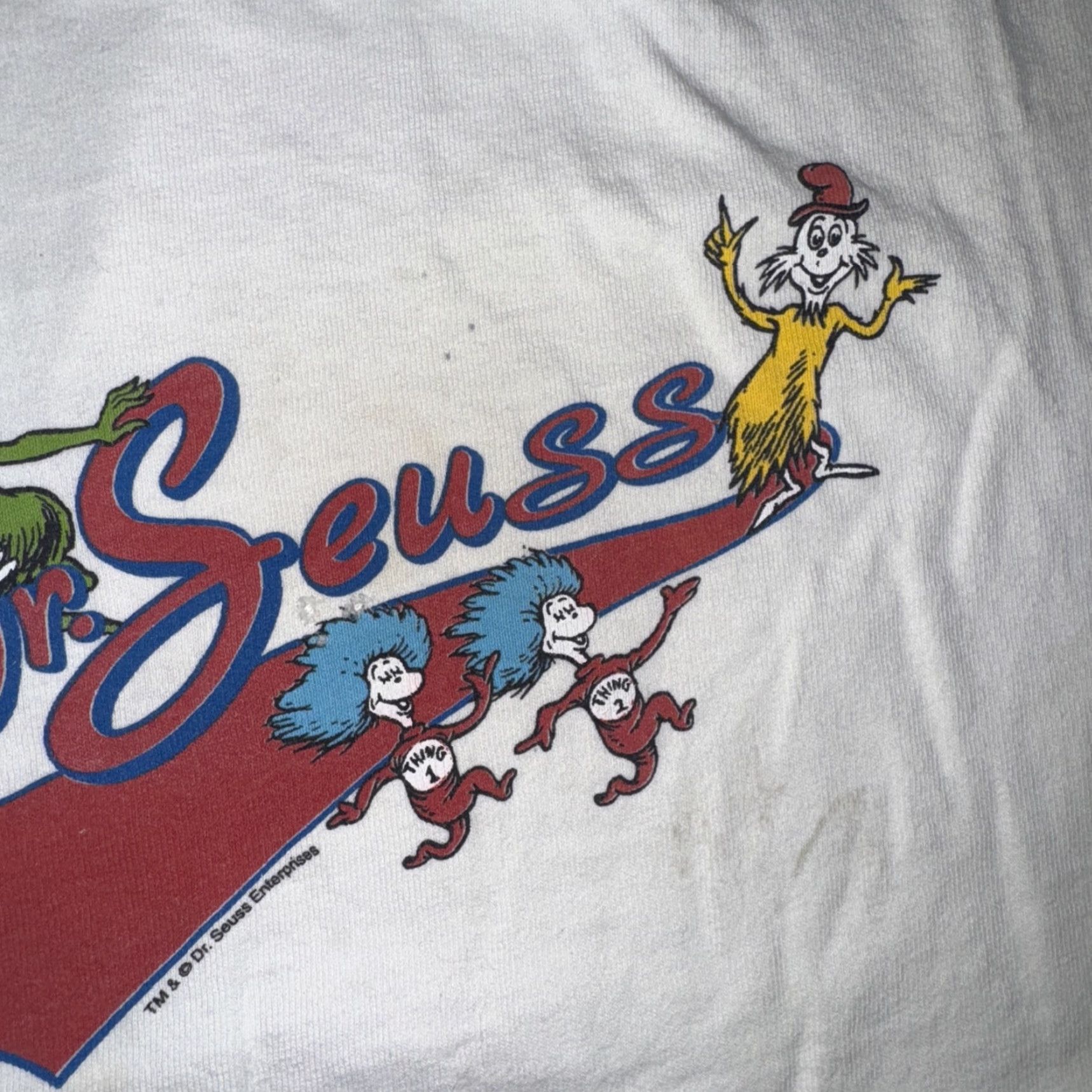 Vintage VINTAGE Dr. Seuss T-Shirt White Medium Cat In The Hat Grinch Box Logo 21x26 Size US M / EU 48-50 / 2 - 6 Thumbnail