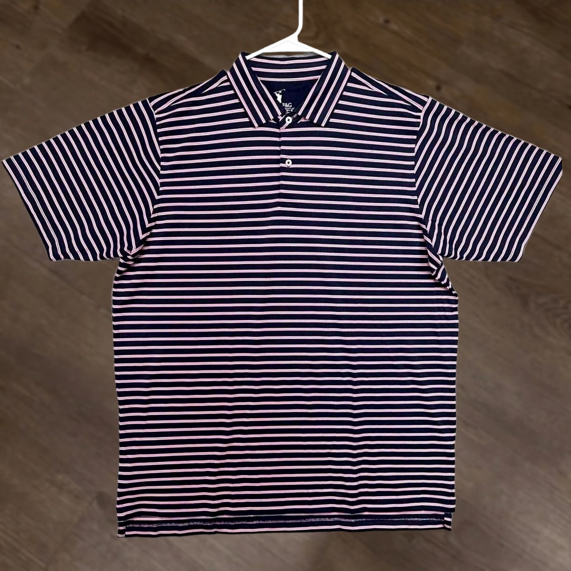 Vintage FG Tech Golf Polo Shirt Adult XL Navy Pink Striped Athletic Short Sleeve Rugby Size US XL / EU 56 / 4 - 1 Thumbnail