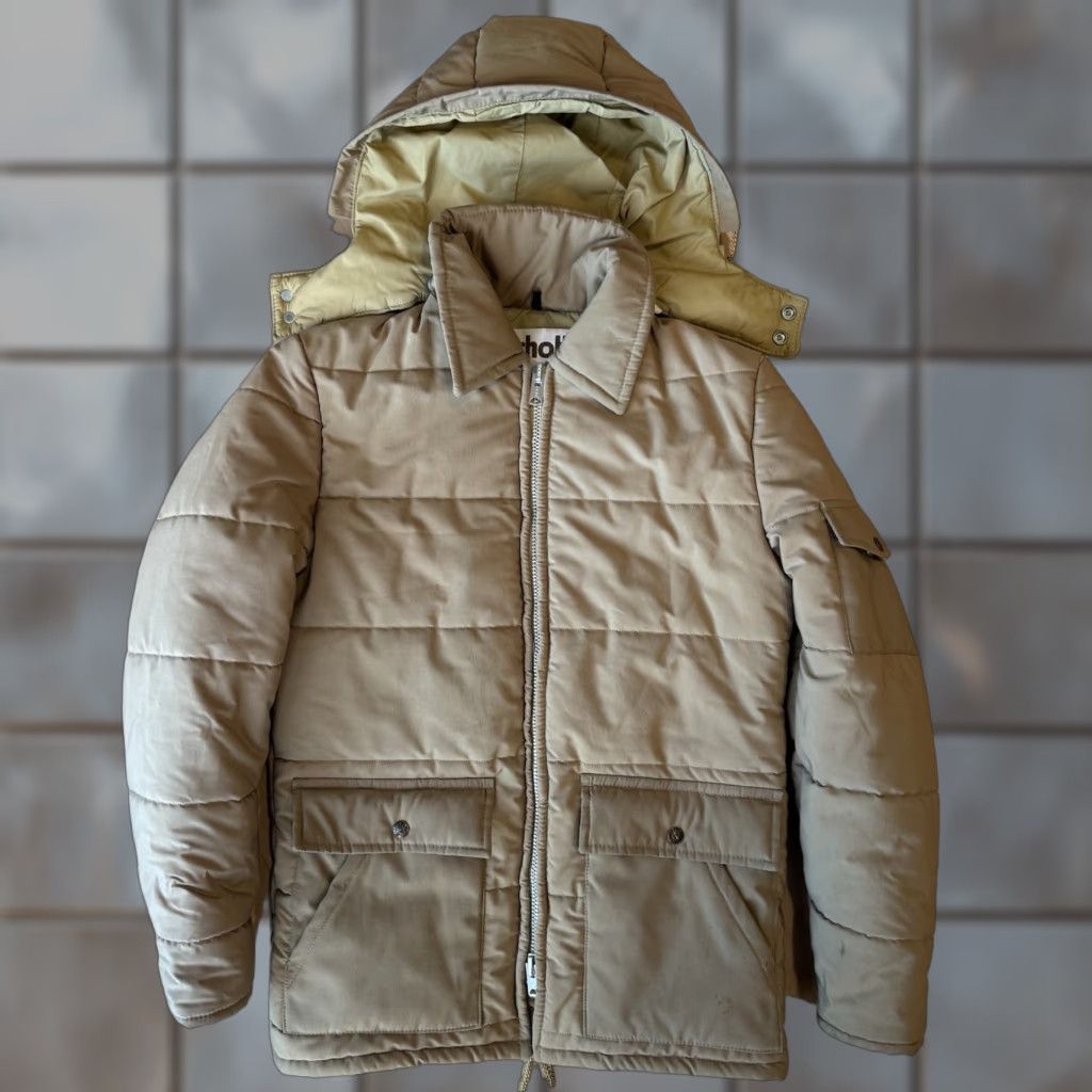 Schott VINTAGE Schott Puffer Jacket Small Jacket Men Beige 90s USA Parka Winter Quilted Insulated Zip Mid-Length Size US S / EU 44-46 / 1 - 1 Thumbnail