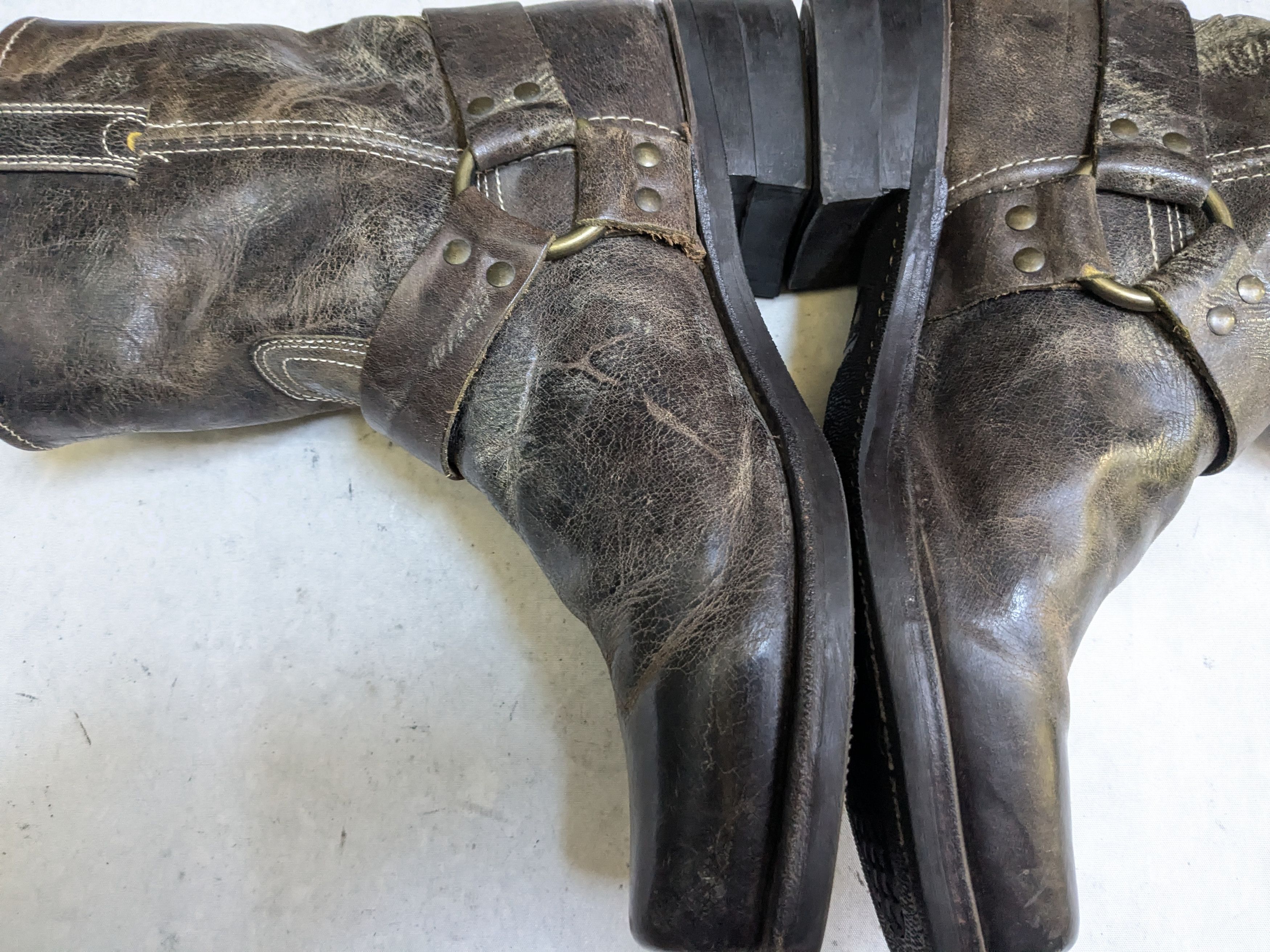 Frye Frye Harness Boots Brown Leather 12 M USA Buckle Strap Size US 12 / EU 45 - 13 Thumbnail